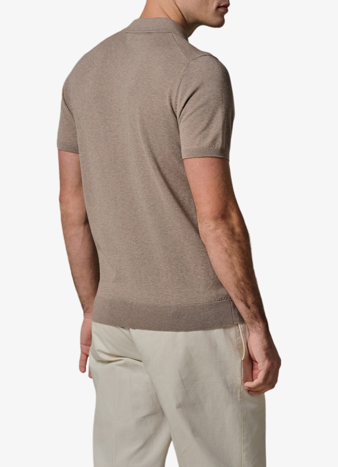 Profuomo Luxury regular fit polo met gemêleerd dessin - achterkant beige