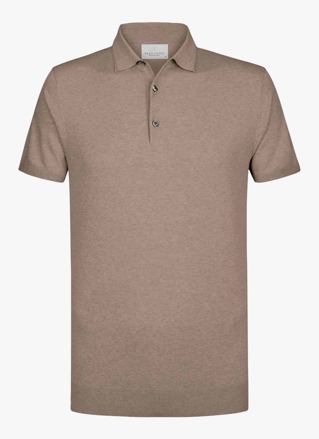 Profuomo Luxury regular fit polo met gemêleerd dessin - voorkant 2 beige