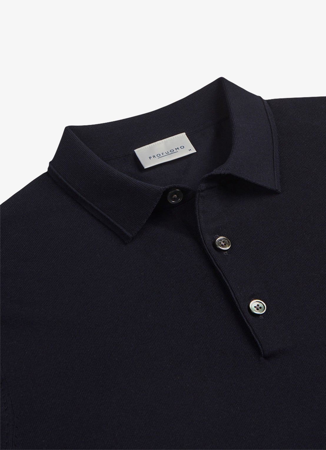 Profuomo Luxury regular fit polo met gemêleerd dessin - detail 5 donkerblauw