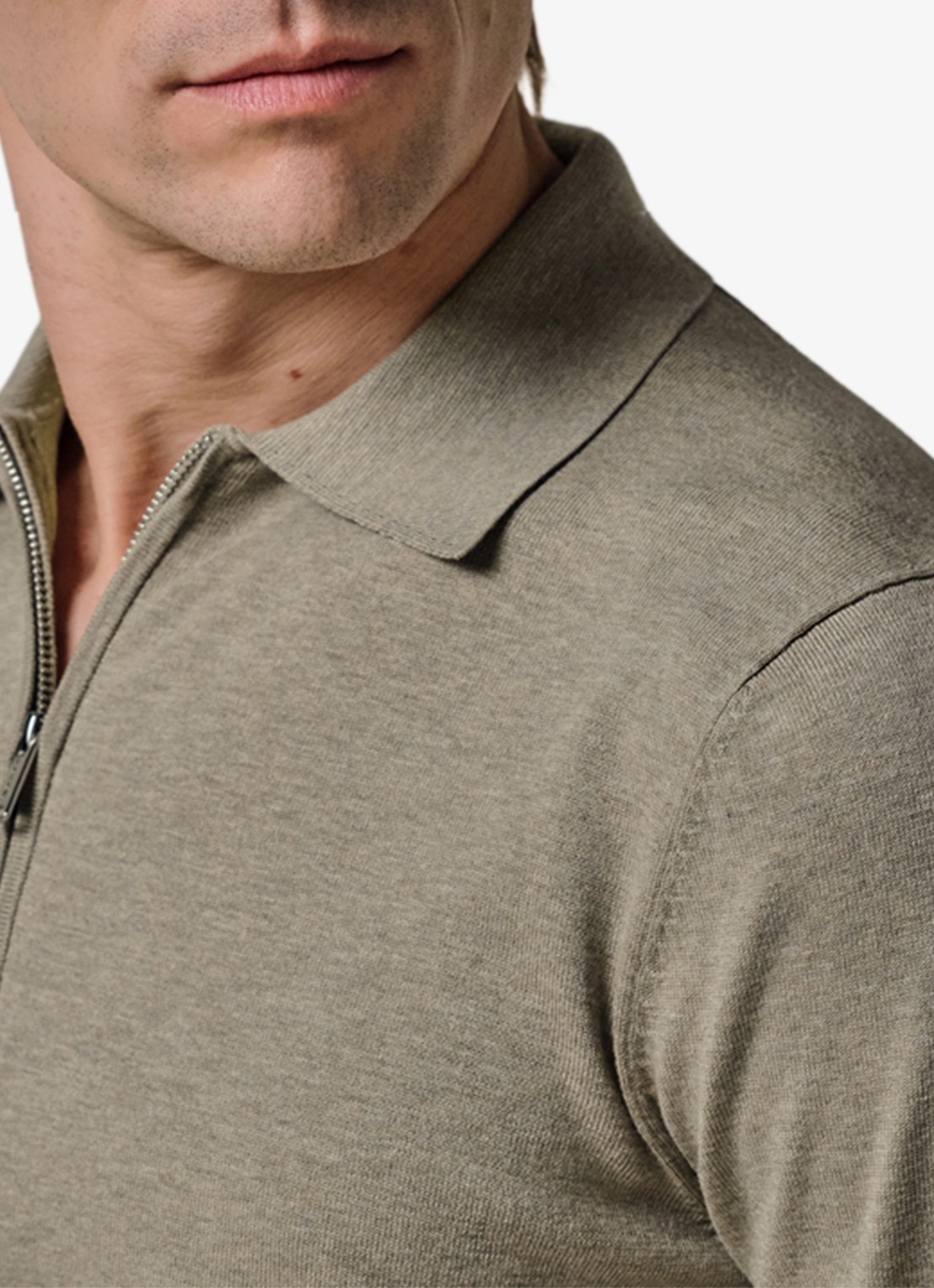 Profuomo Luxury regular fit polo met halve rits - detail 6 beige
