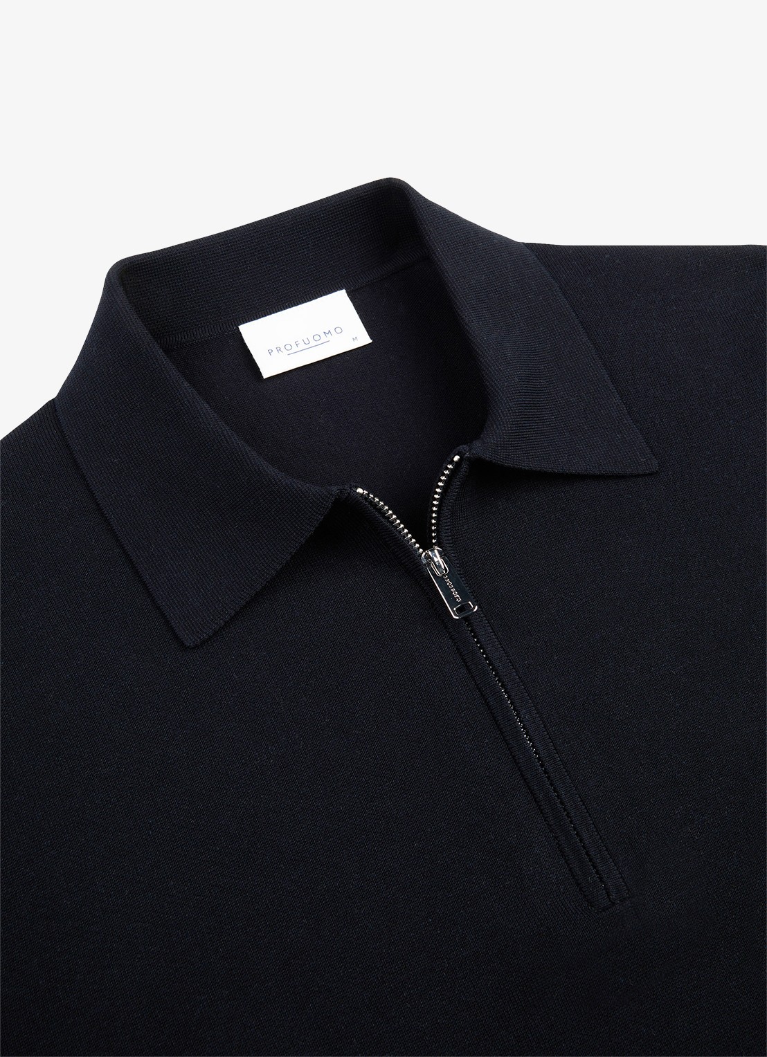 Profuomo Luxury regular fit polo met halve rits - detail 2 donkerblauw