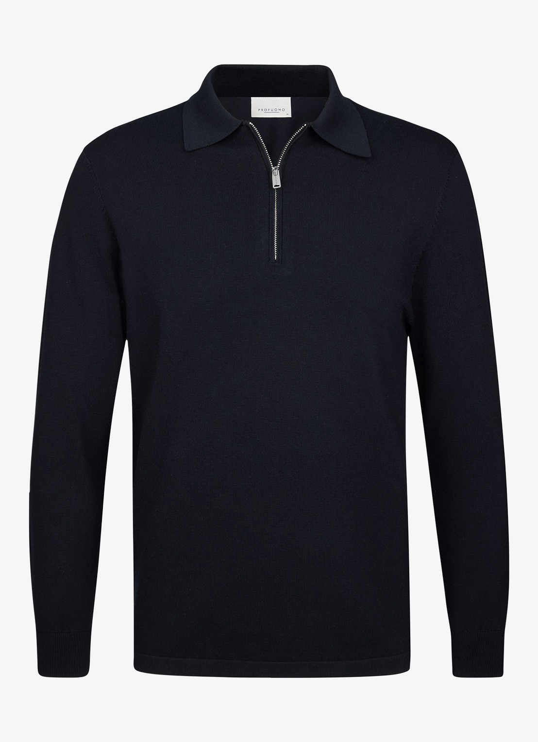 Profuomo Luxury regular fit polo met halve rits - voorkant 4 donkerblauw
