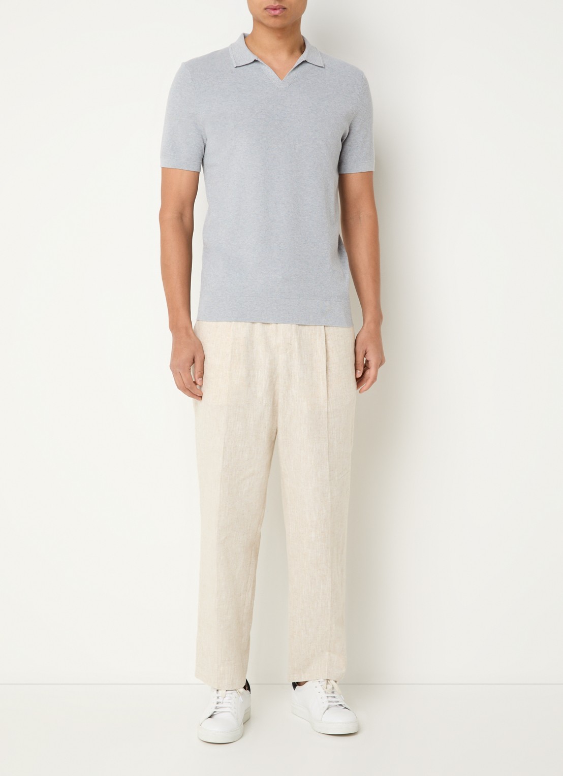 Profuomo Luxury regular fit polo   - voorkant 3 lichtgrijs