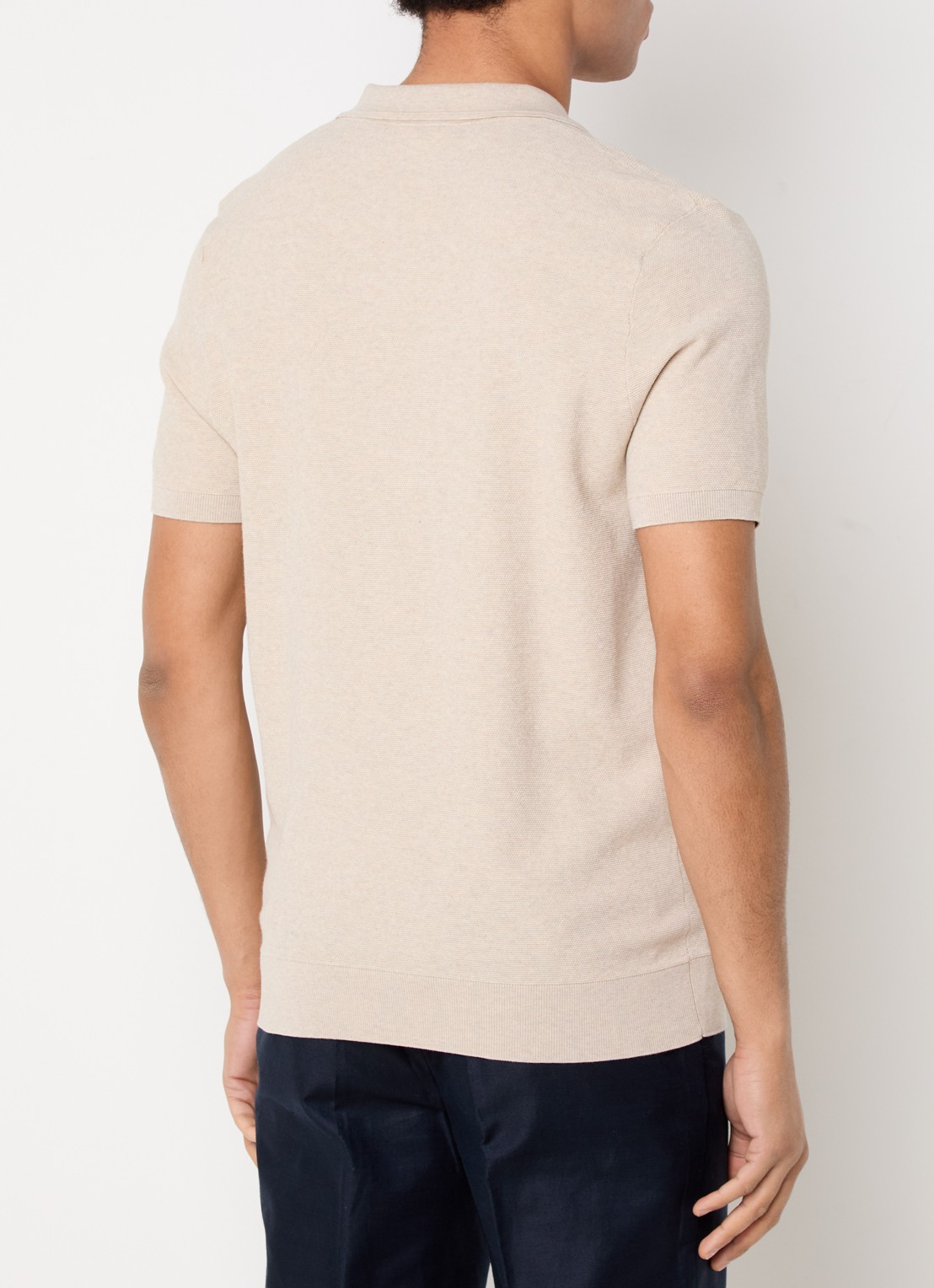 Profuomo Luxury regular fit polo   - achterkant 2 beige