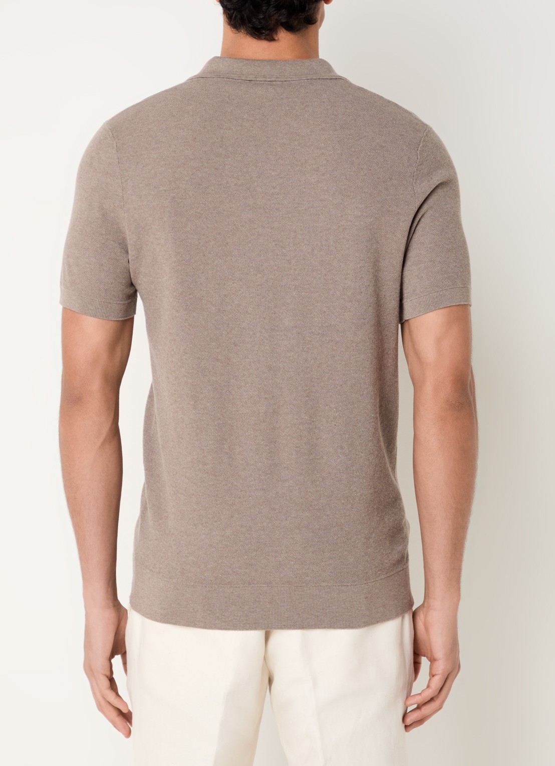 Profuomo Luxury regular fit polo   - achterkant 4 lichtbruin