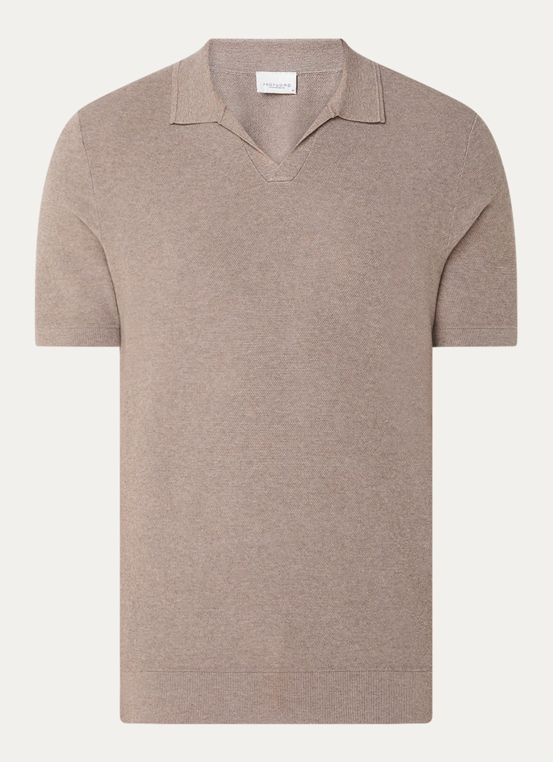 Profuomo Luxury regular fit polo   - voorkant 2 lichtbruin
