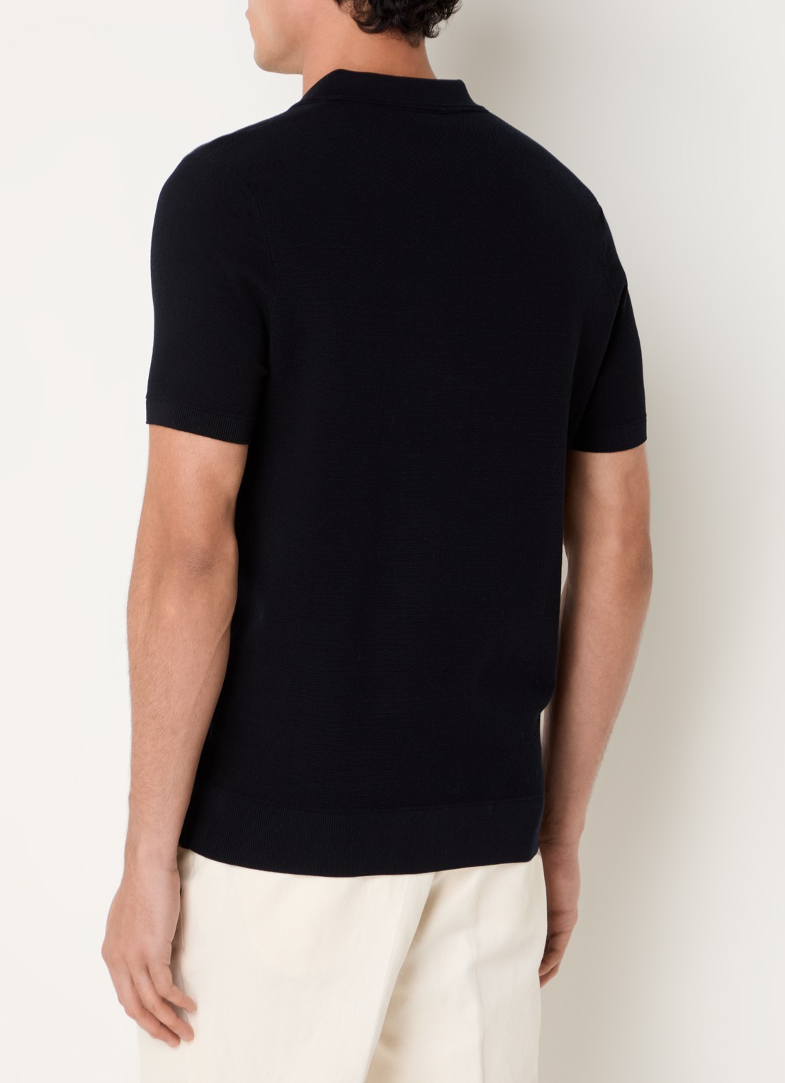 Profuomo Luxury regular fit polo   - achterkant 2 donkerblauw