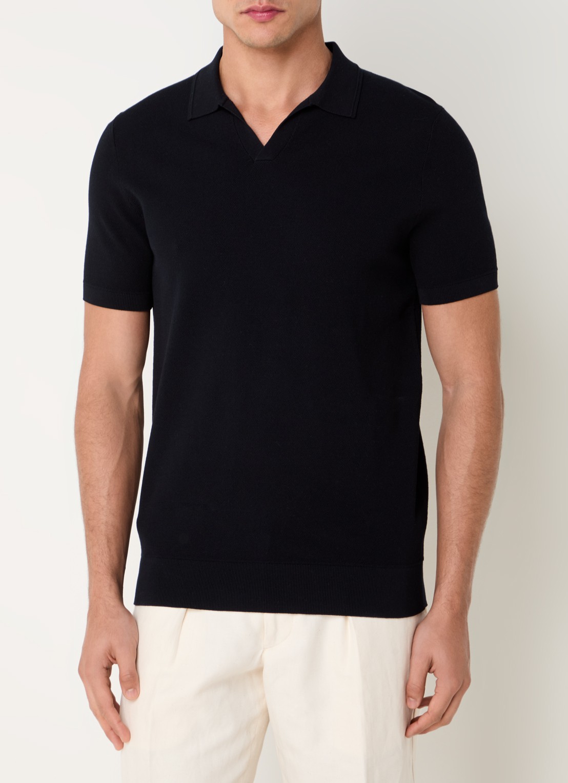 Profuomo Luxury regular fit polo   - detail donkerblauw