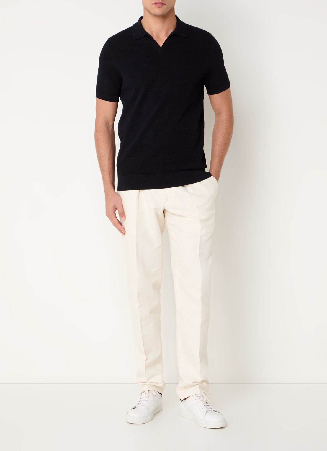 Profuomo Luxury regular fit polo   - voorkant 4 donkerblauw