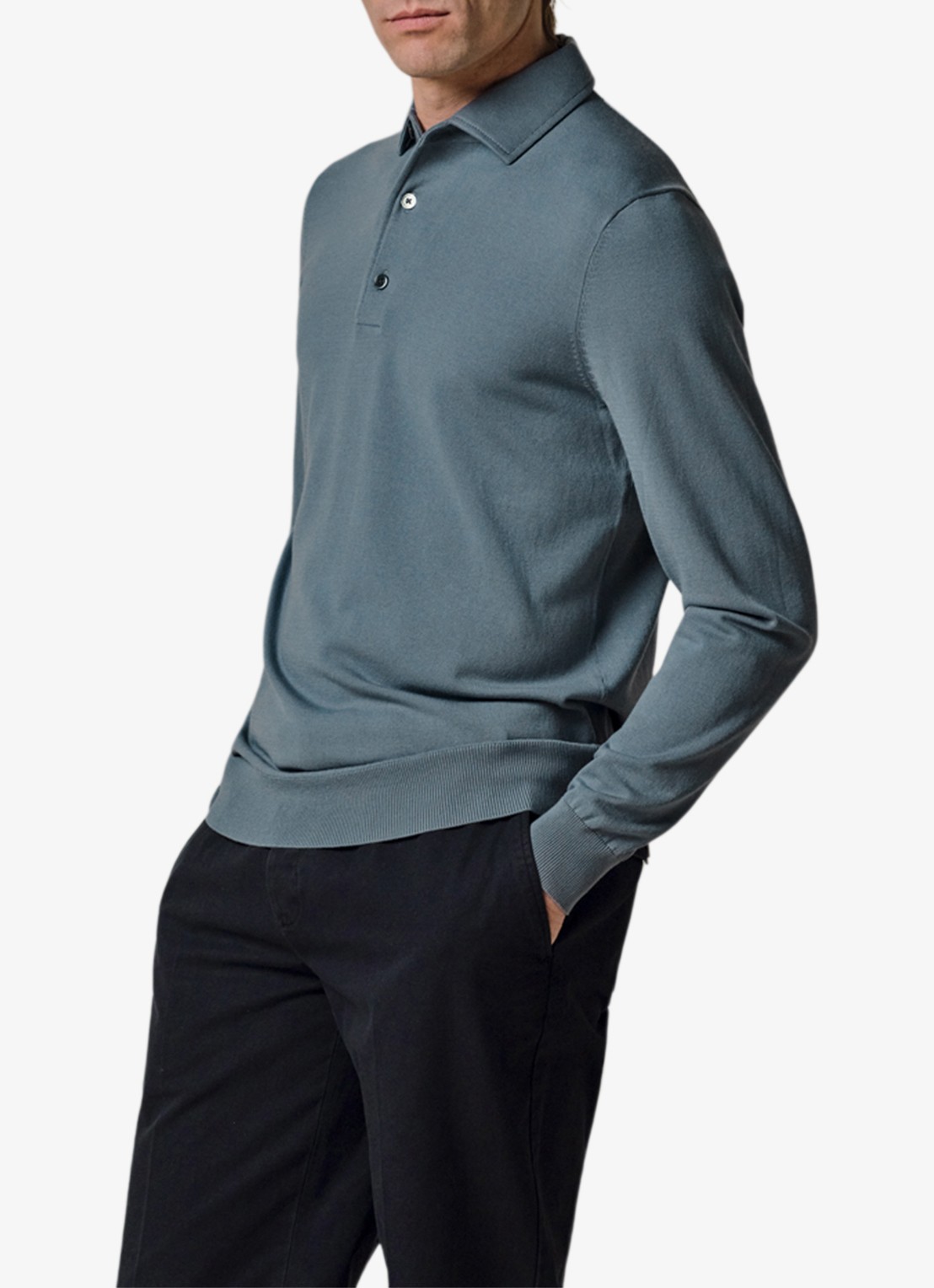 Profuomo Luxury regular fit polo - detail blauwgrijs