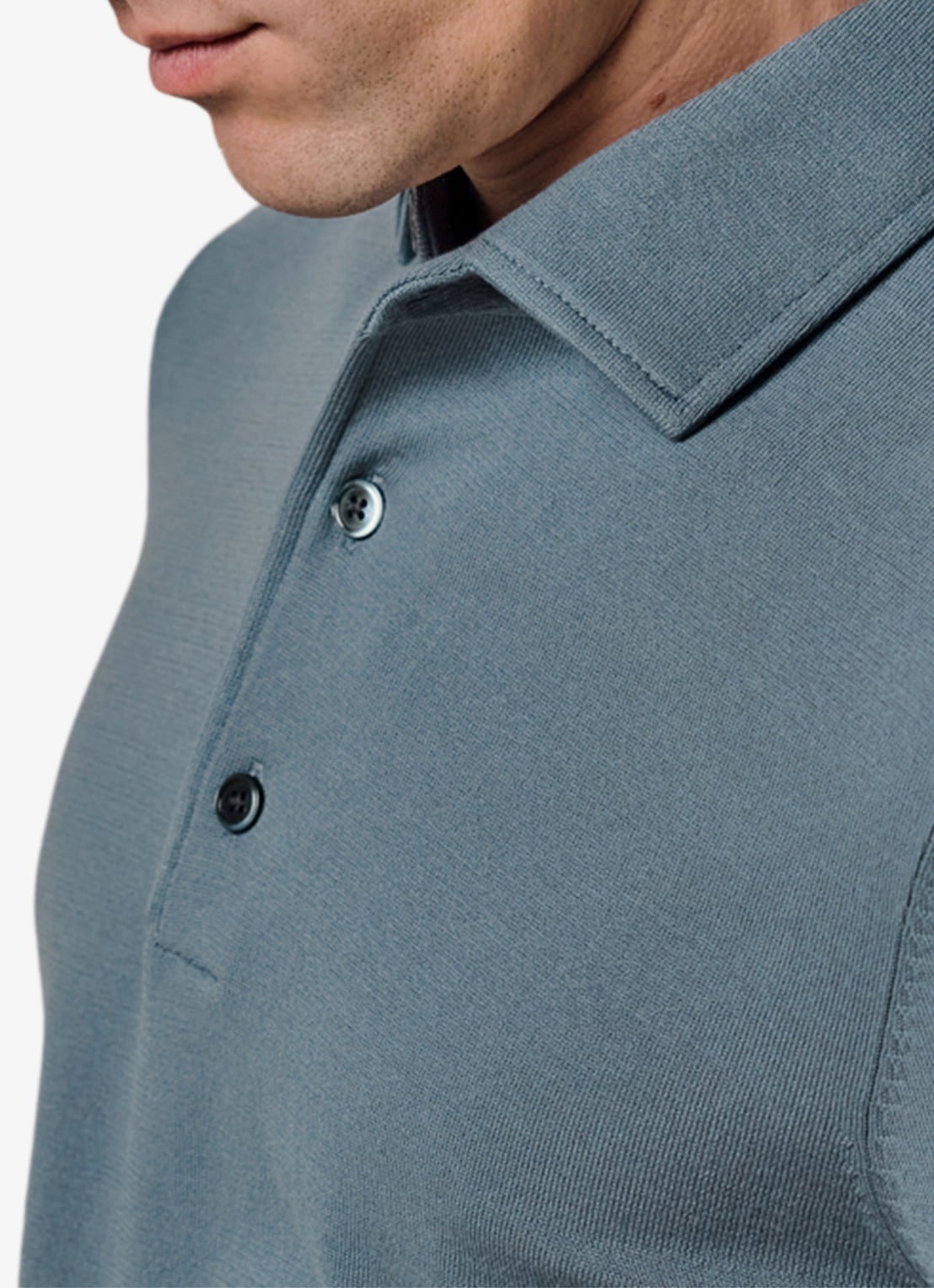 Profuomo Luxury regular fit polo - detail 3 blauwgrijs