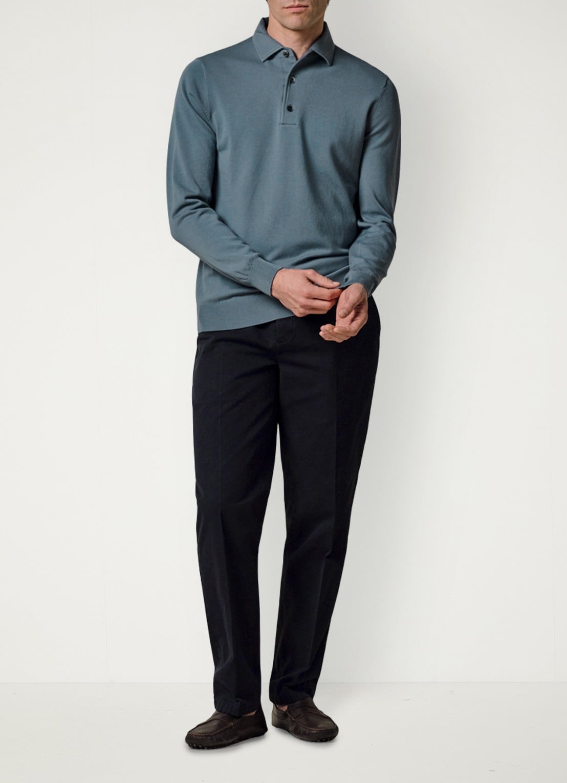 Profuomo Luxury regular fit polo - voorkant 6 blauwgrijs