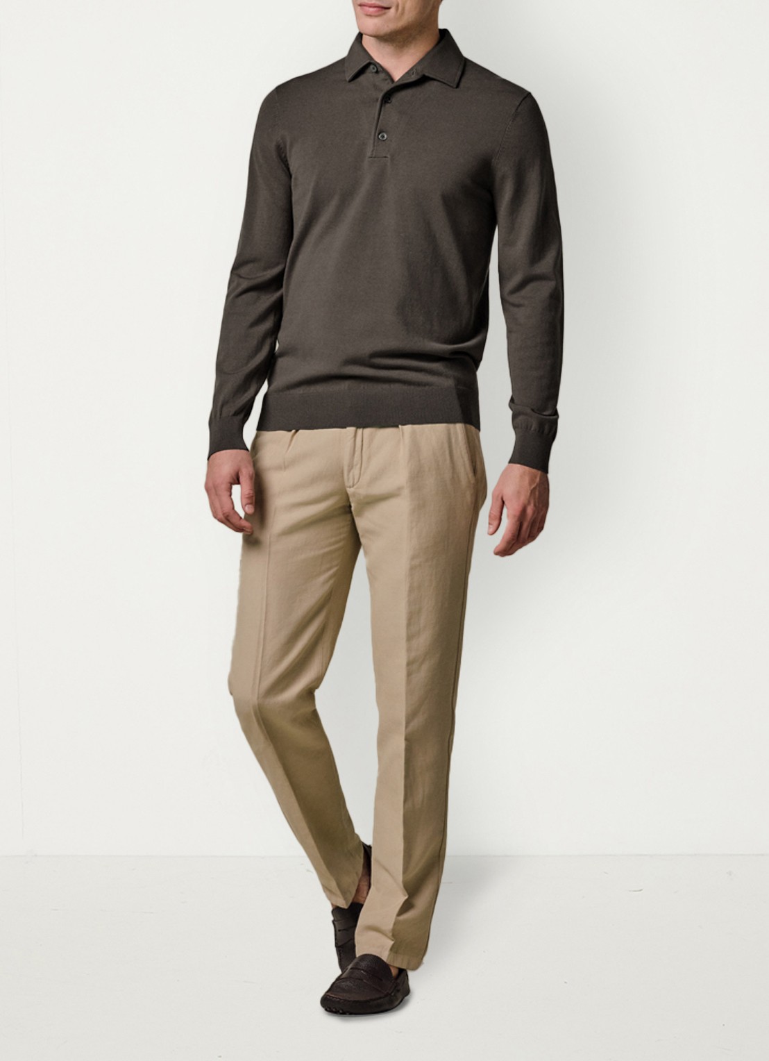 Profuomo Luxury regular fit polo - voorkant 5 bruin