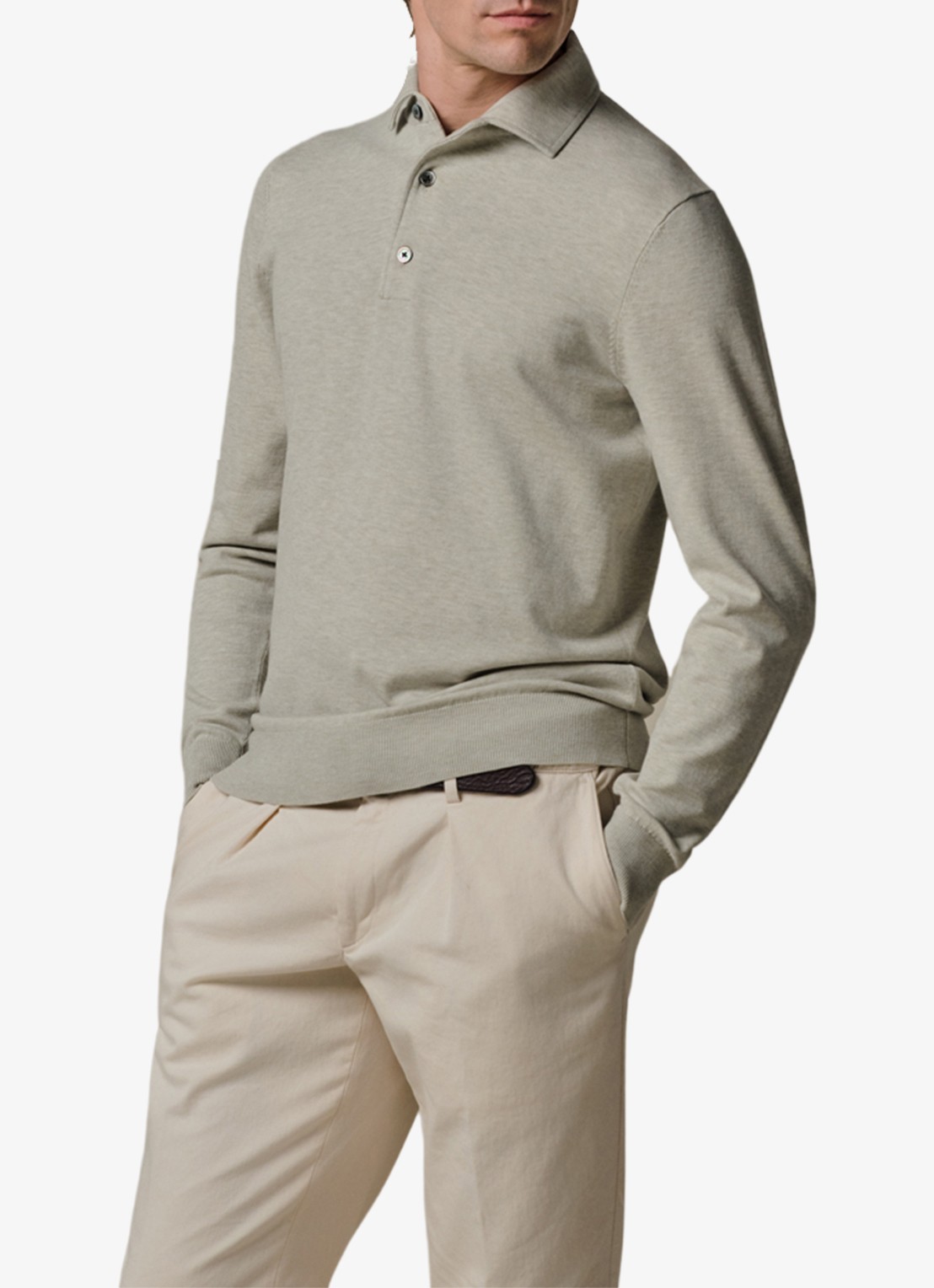Profuomo Luxury regular fit polo - detail 4 lichtgroen