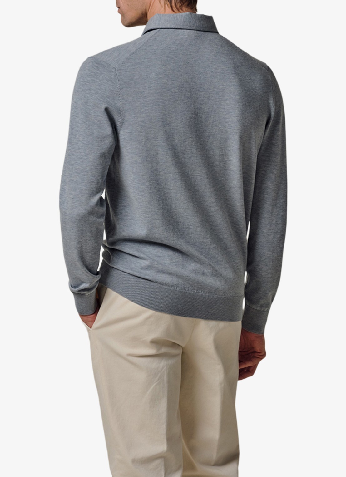 Profuomo Luxury regular fit polo - achterkant 4 blauw