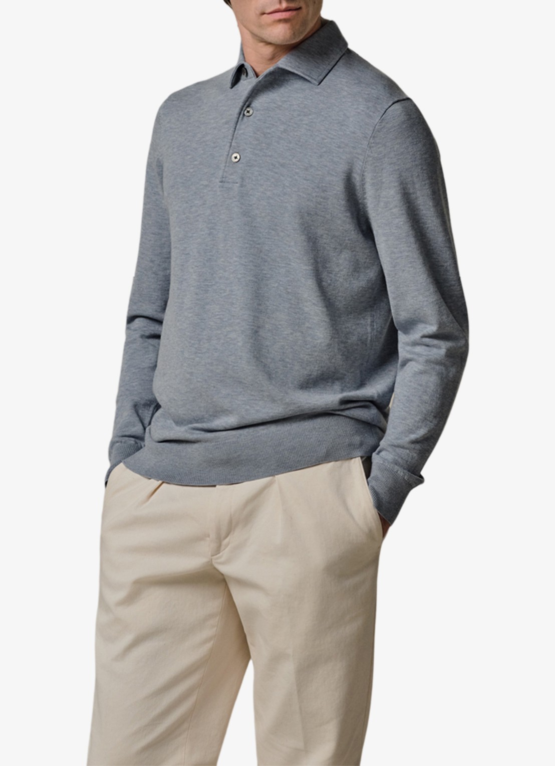 Profuomo Luxury regular fit polo - detail blauw