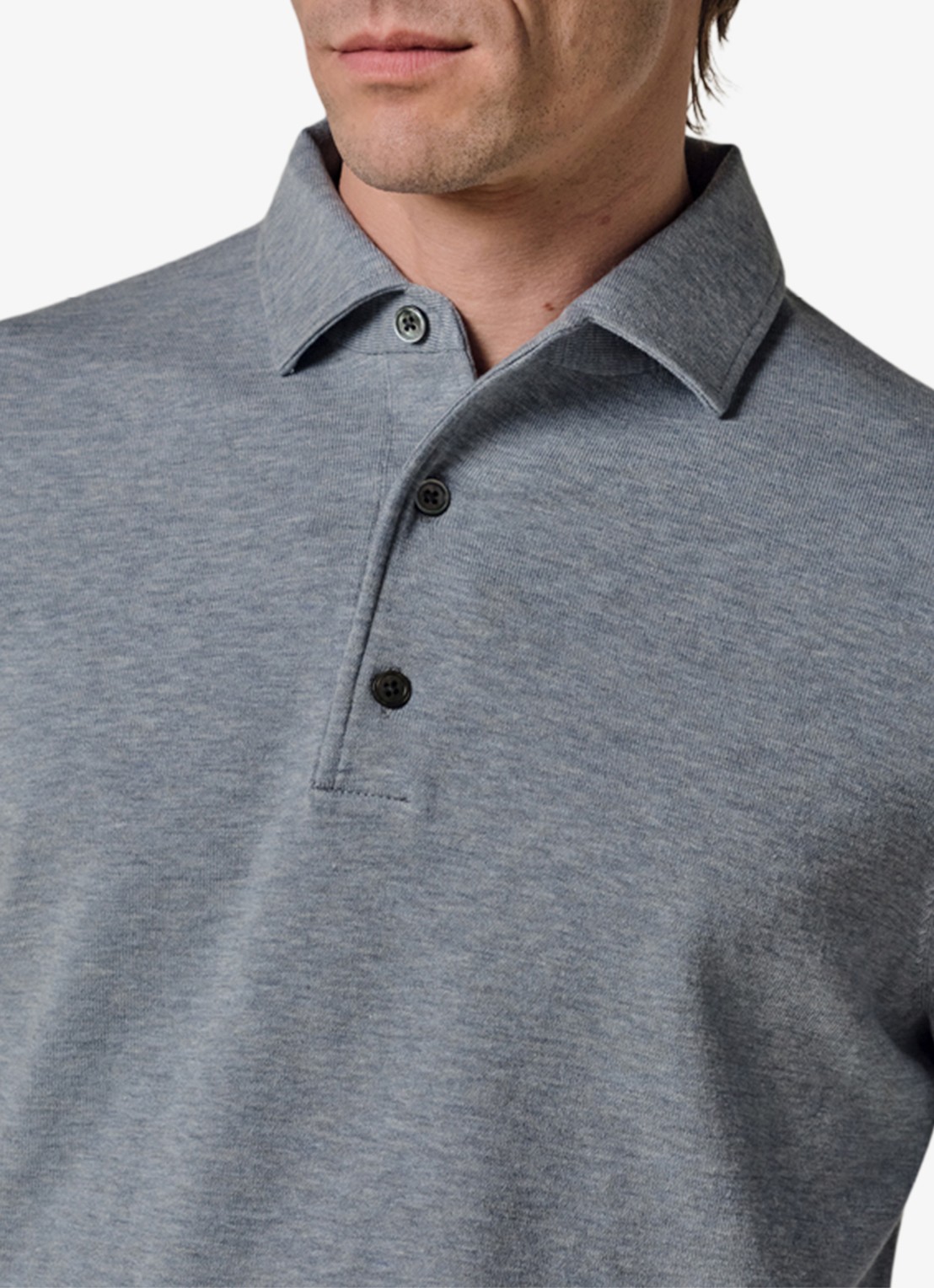 Profuomo Luxury regular fit polo - detail 3 blauw