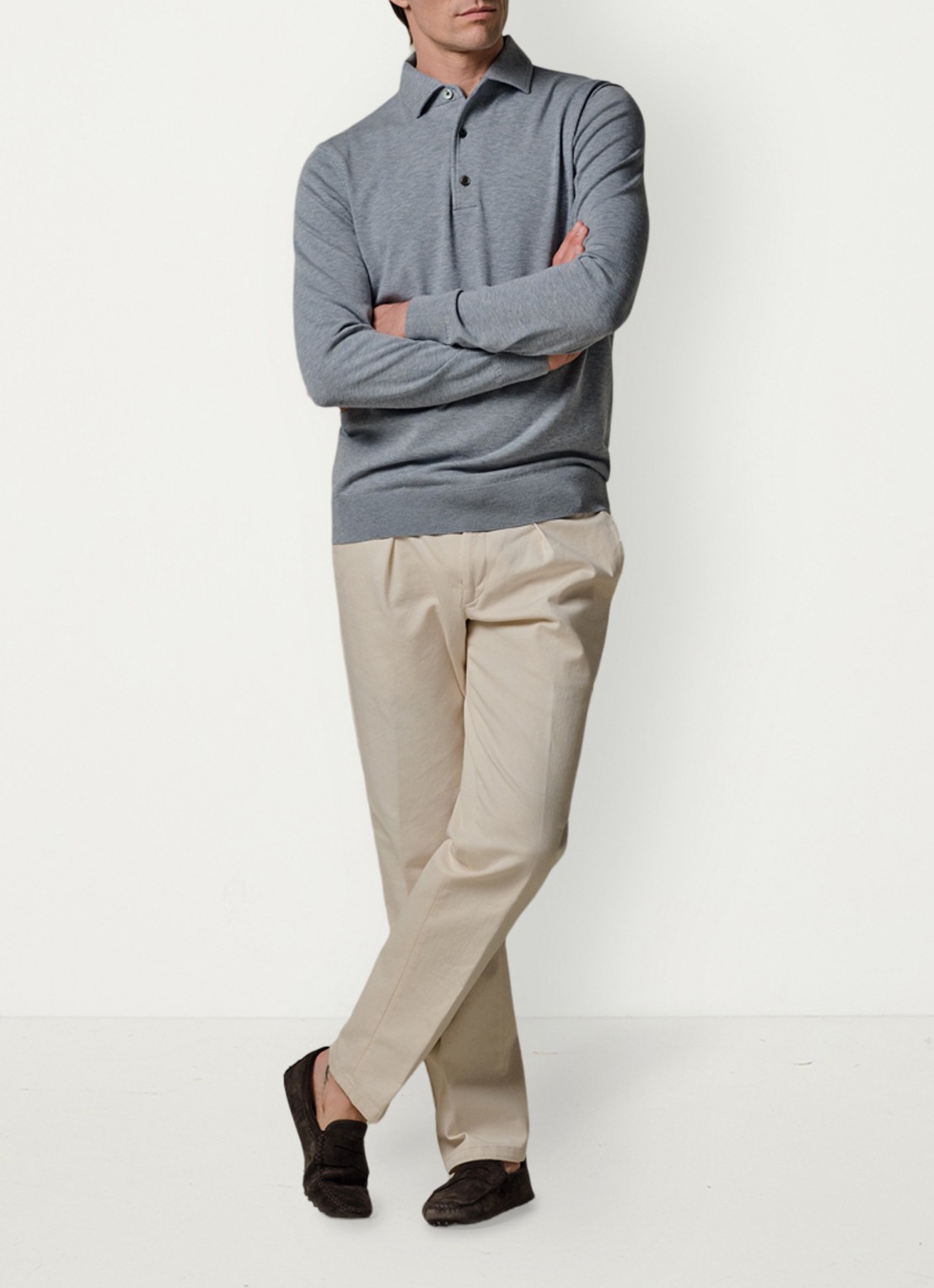 Profuomo Luxury regular fit polo - voorkant 6 blauw