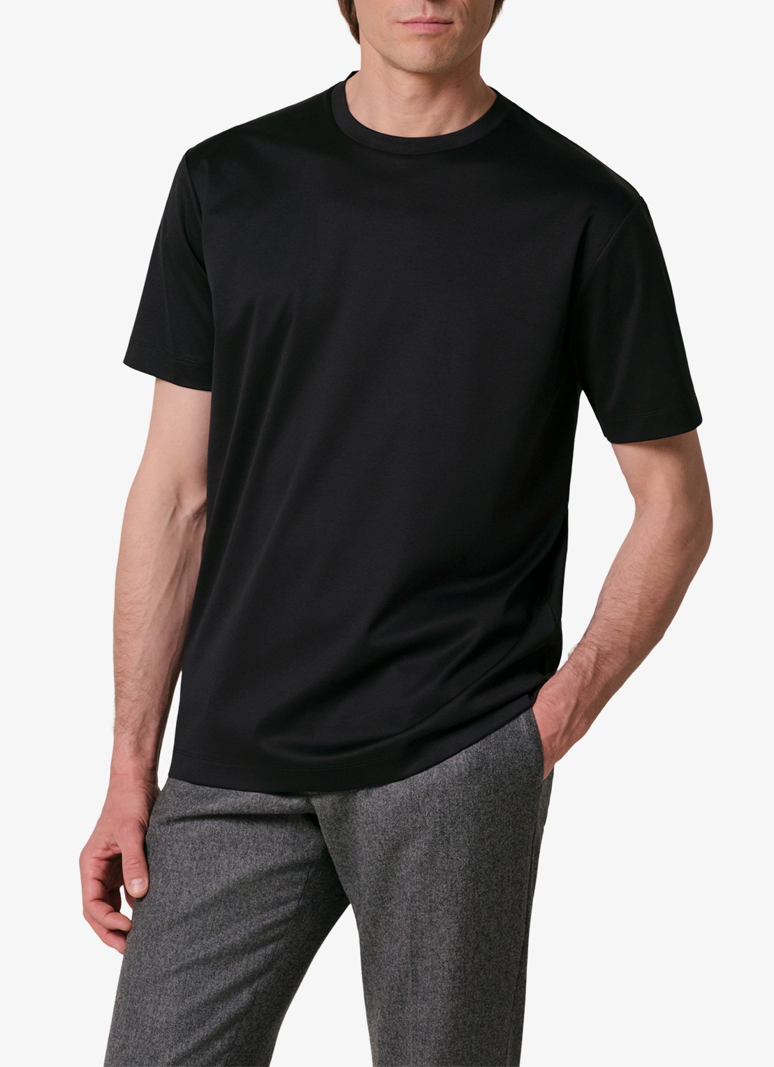 Profuomo Luxury T-shirt met stretch - detail 4 zwart