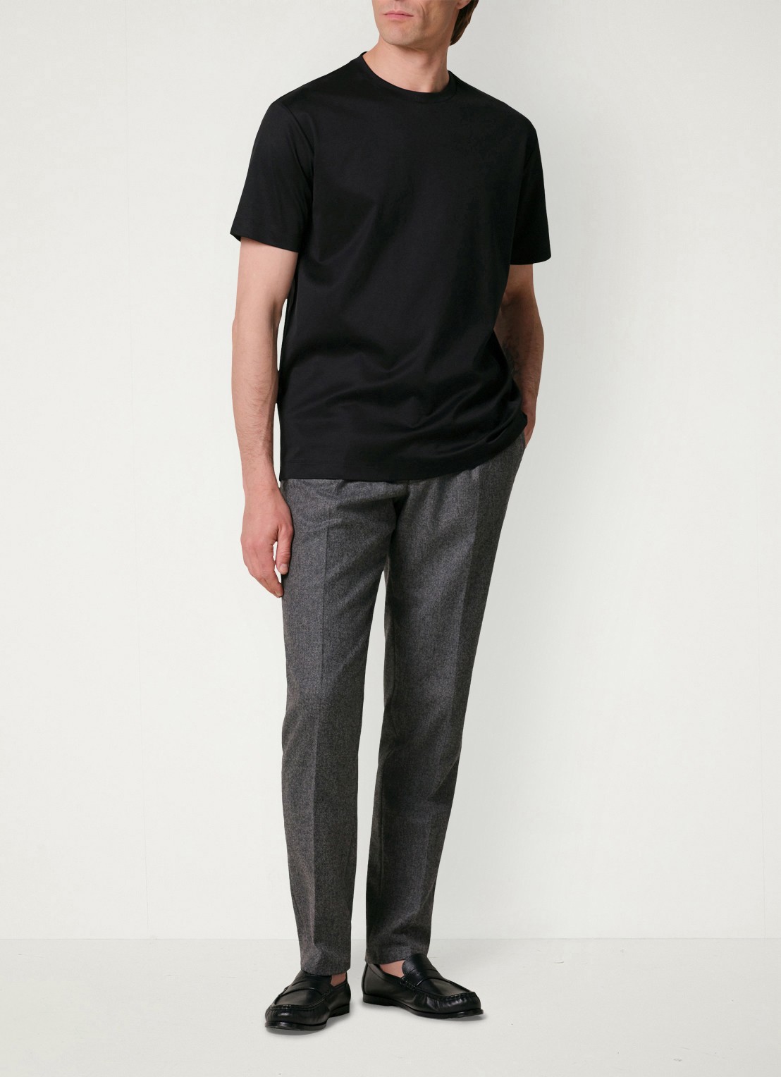 Profuomo Luxury T-shirt met stretch - voorkant 2 zwart