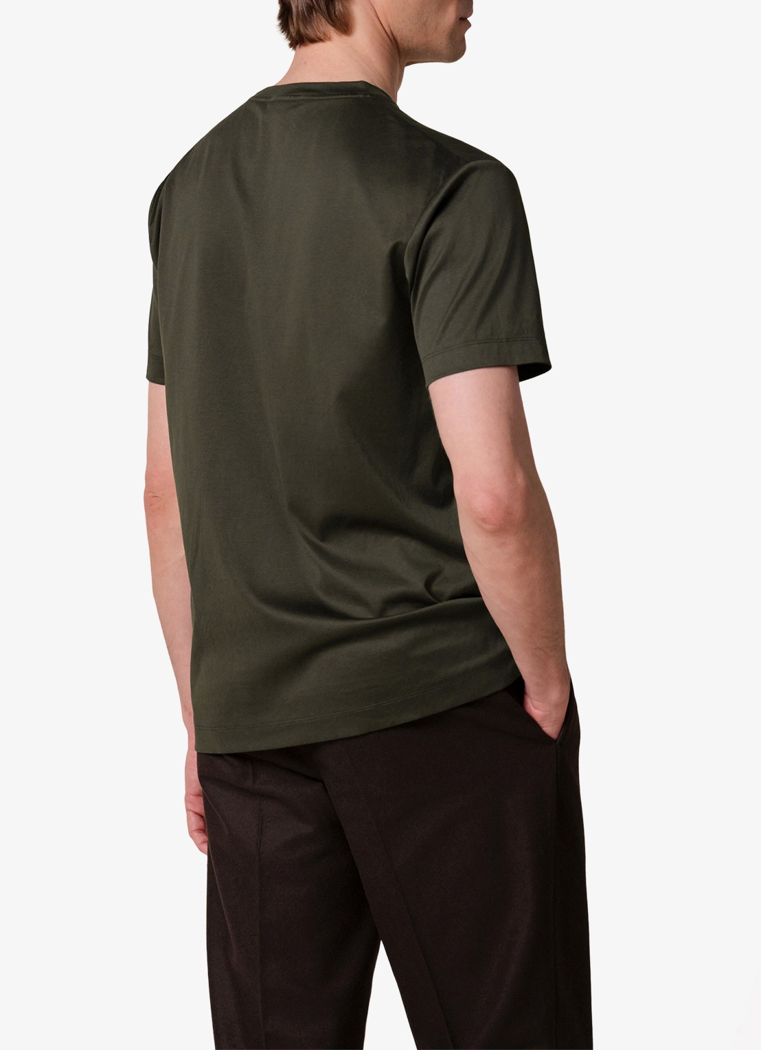 Profuomo Luxury T-shirt met stretch - achterkant 7 donkergroen