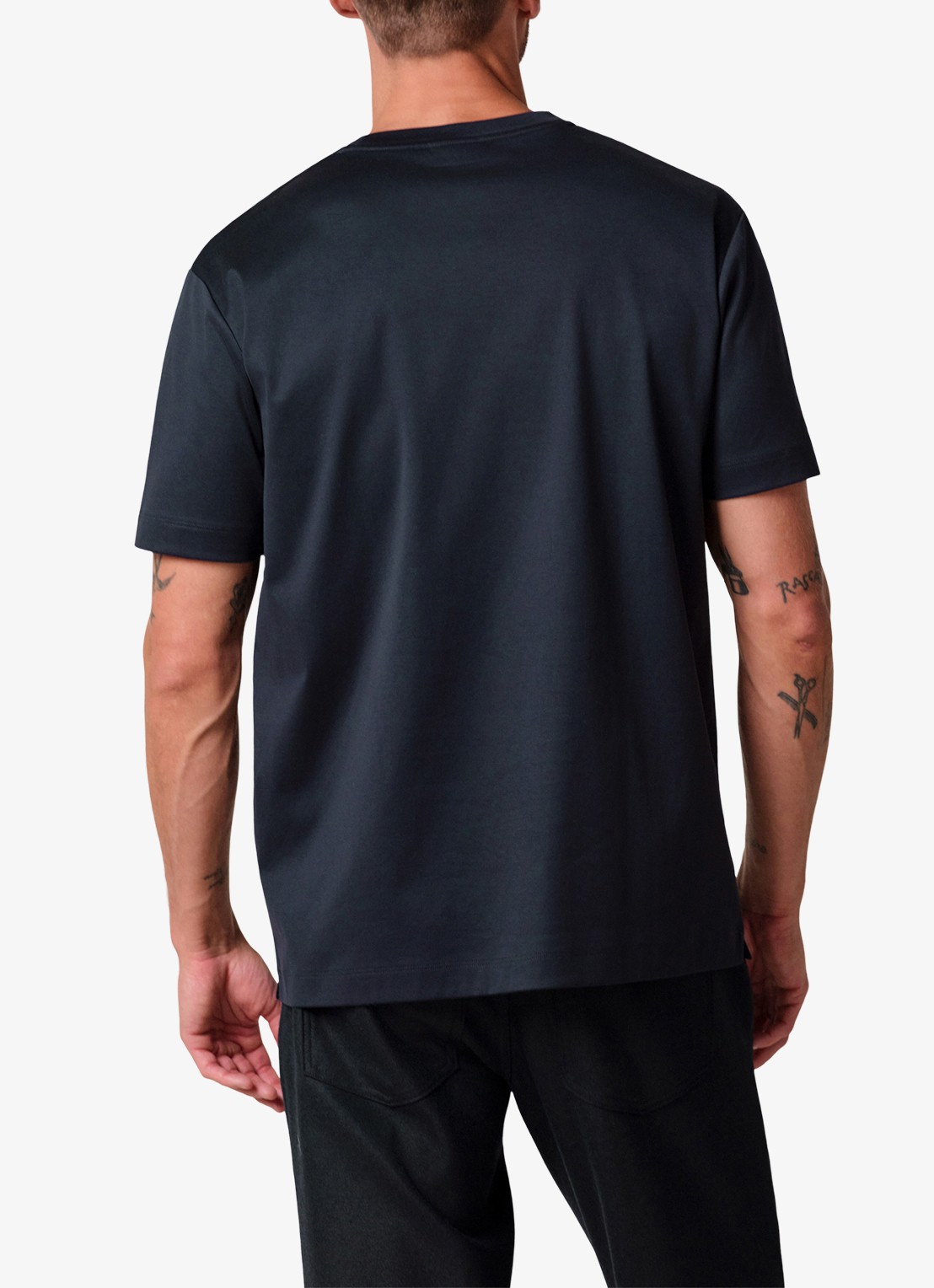 Profuomo Luxury T-shirt met stretch - achterkant 3 donkerblauw
