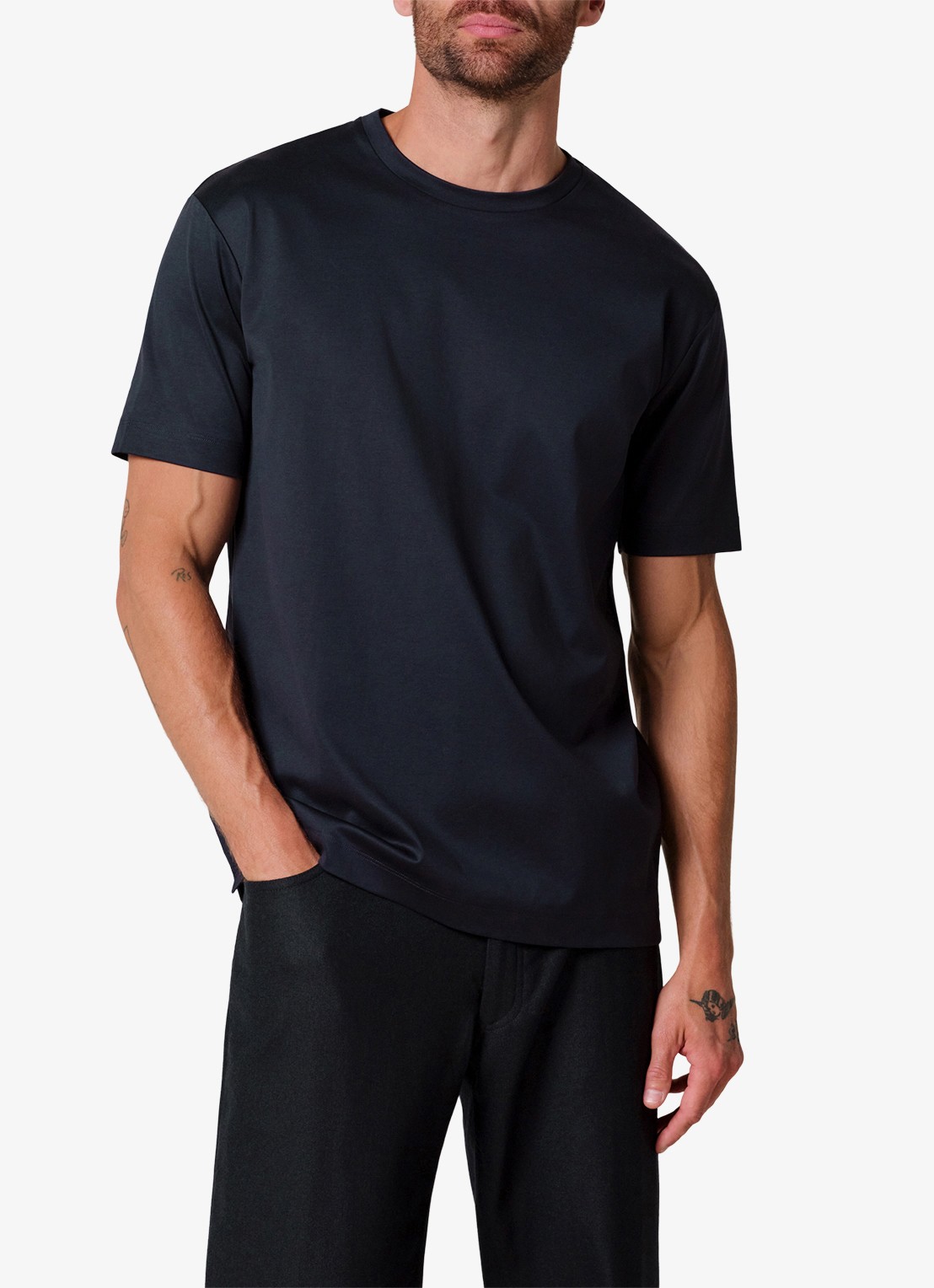 Profuomo Luxury T-shirt met stretch - detail 4 donkerblauw