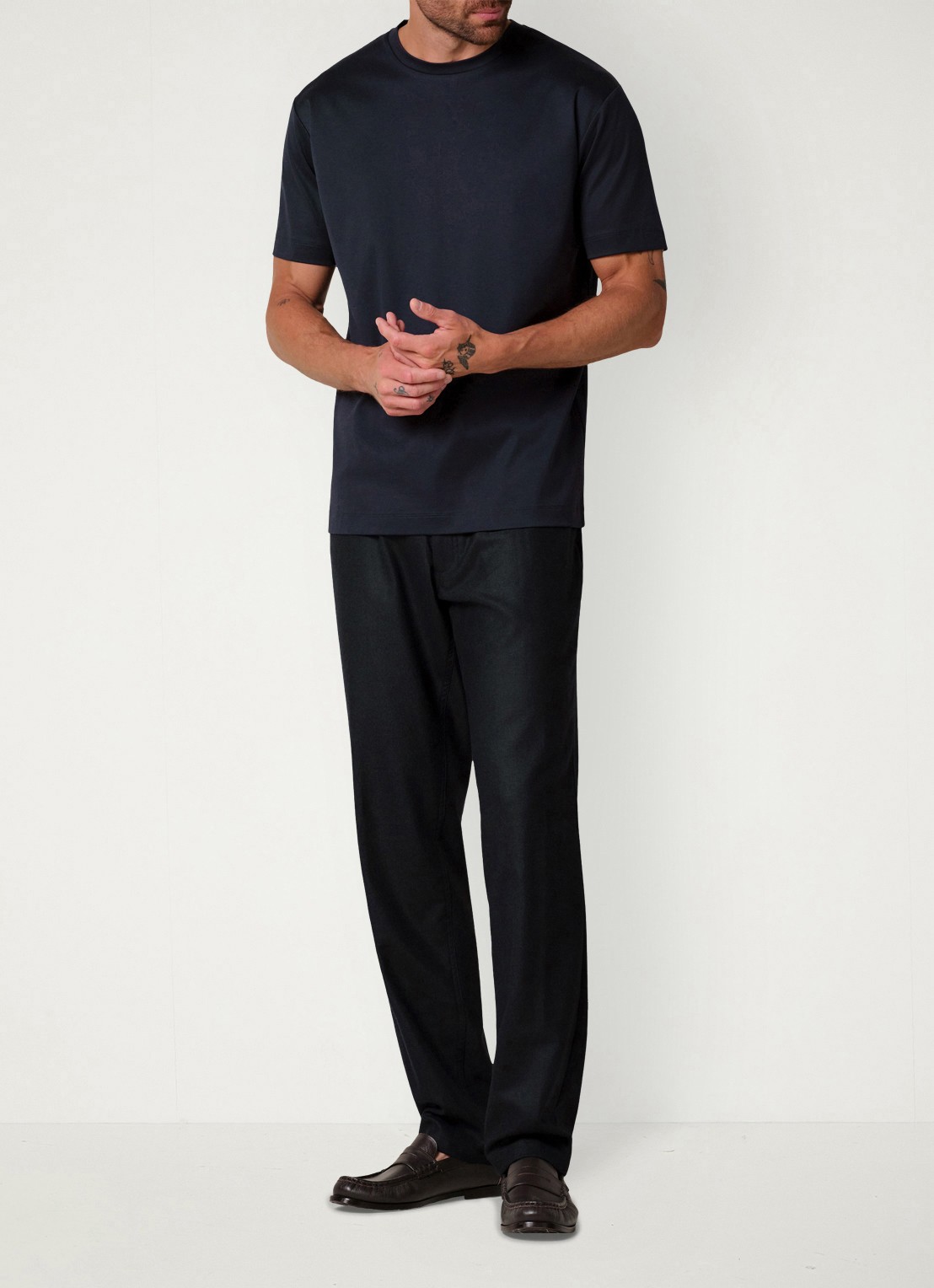 Profuomo Luxury T-shirt met stretch - voorkant 2 donkerblauw