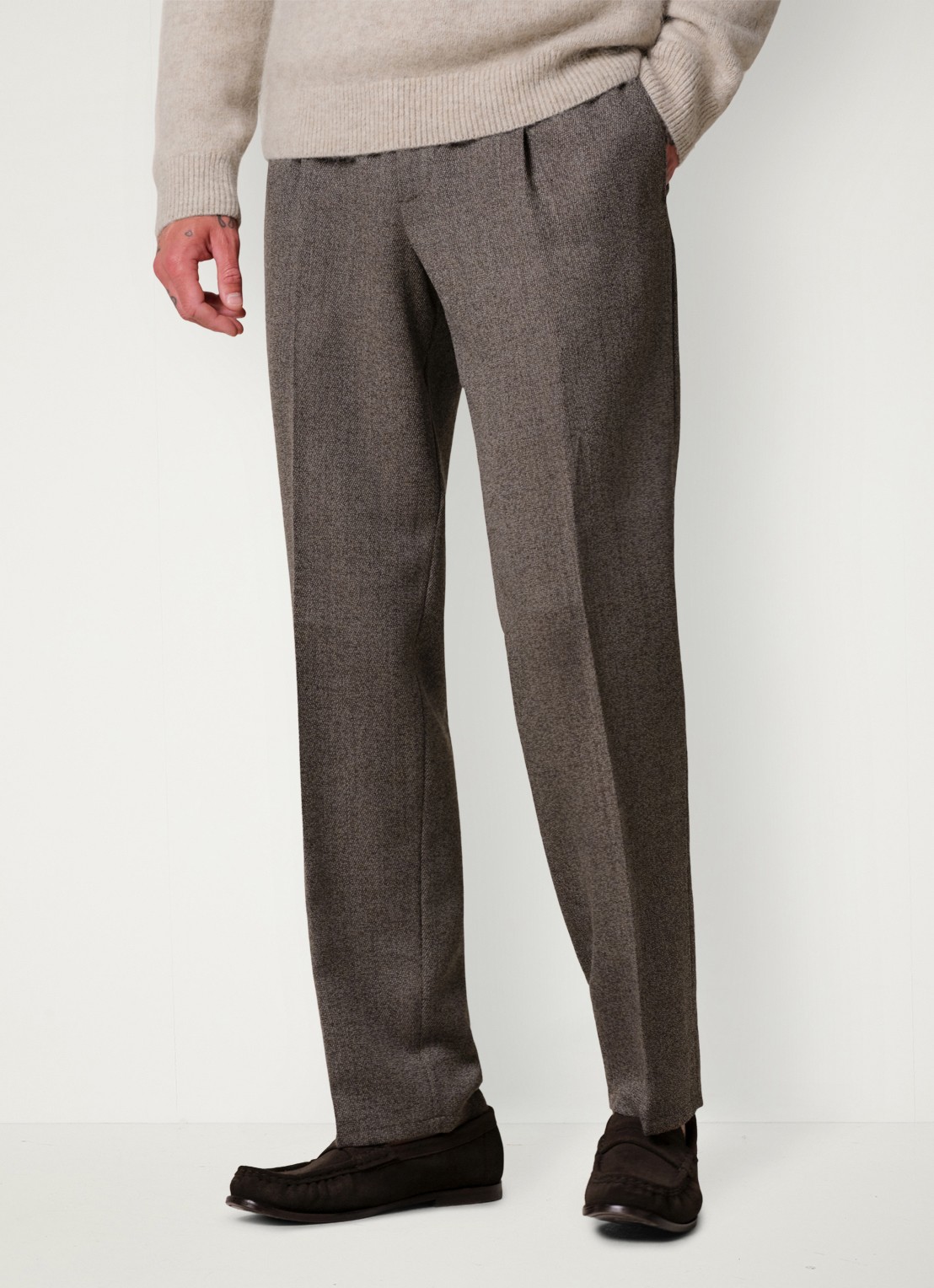 Profuomo Mouline loose fit chino in wolblend - detail antraciet