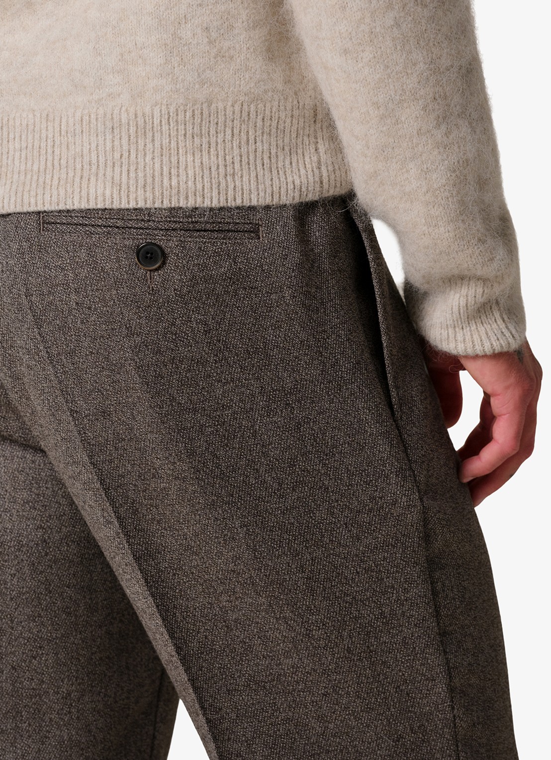 Profuomo Mouline loose fit chino in wolblend - detail 3 antraciet