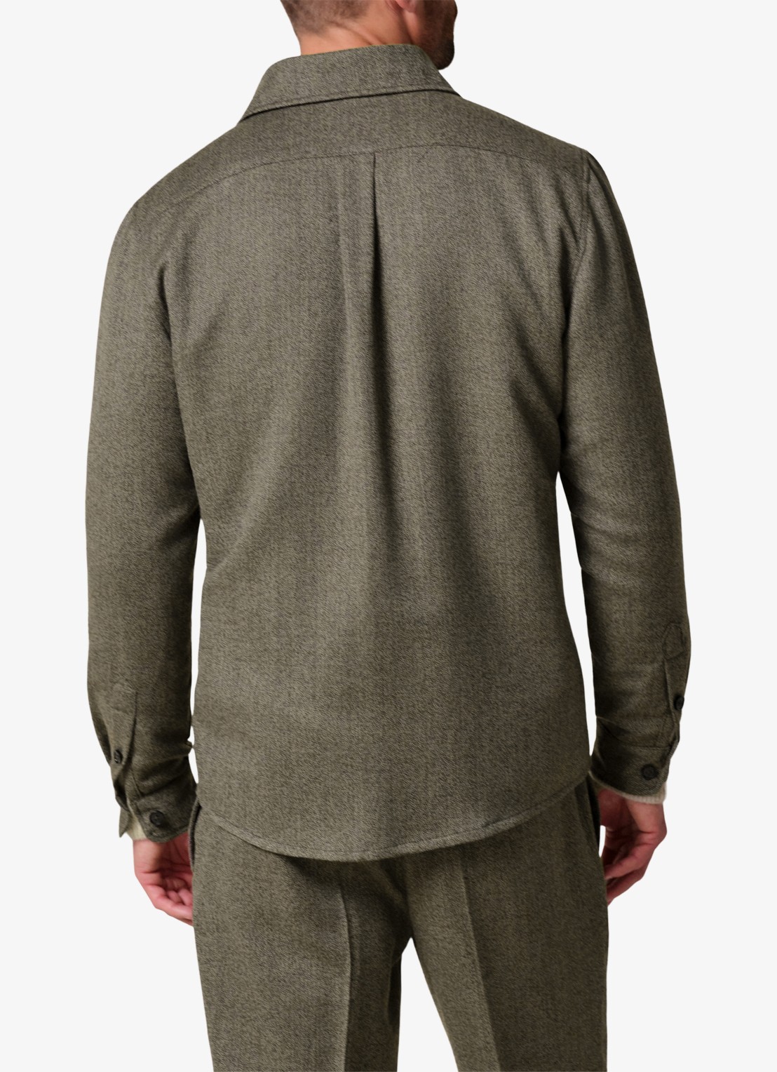 Profuomo Mouline regular fit overshirt in wol blend - achterkant 6 bruin