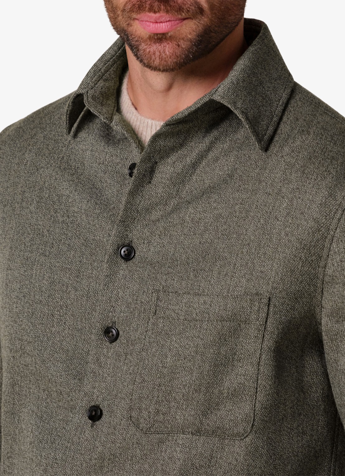 Profuomo Mouline regular fit overshirt in wol blend - detail 4 bruin