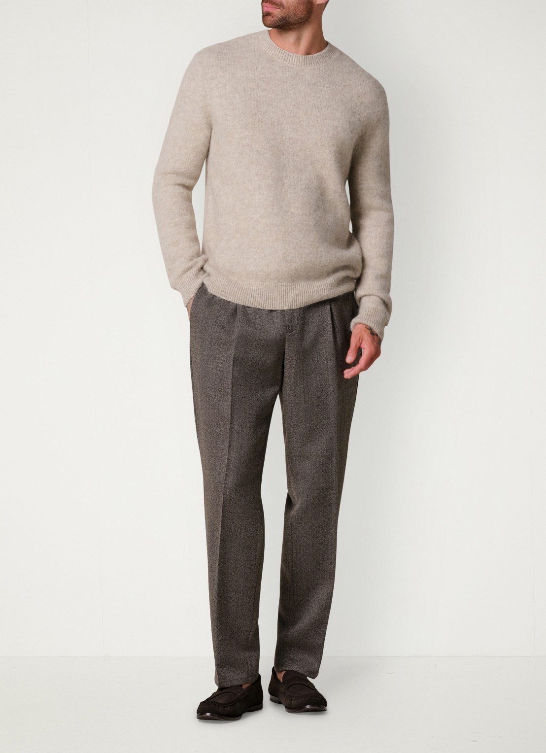Profuomo Mouline slim fit chino in wolblend - voorkant 2 antraciet