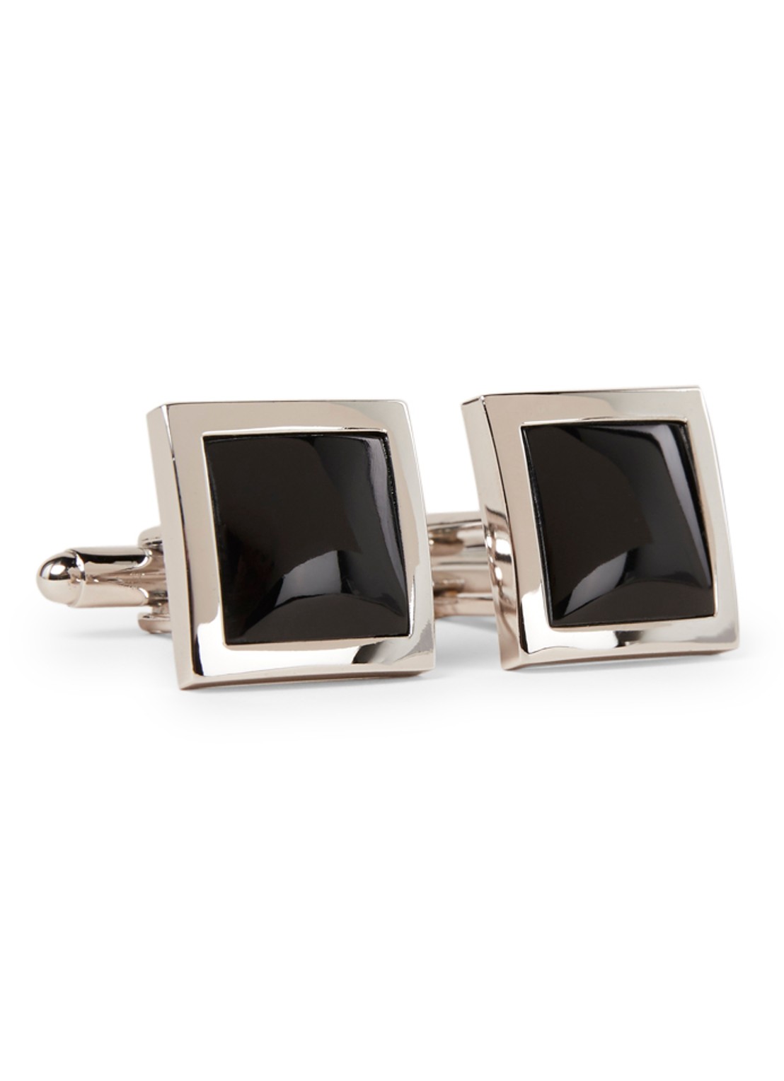 Profuomo Onyx steen manchetknopen  - voorkant zilver
