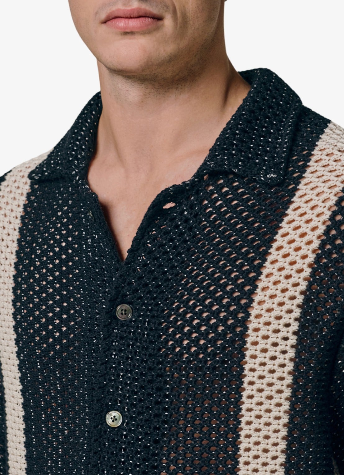 Profuomo Overhemd met opengewerkt dessin - detail 3 donkerblauw