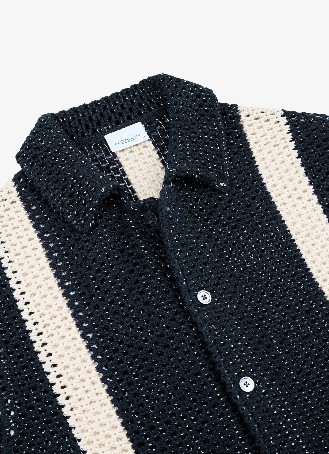 Profuomo Overhemd met opengewerkt dessin - detail 4 donkerblauw