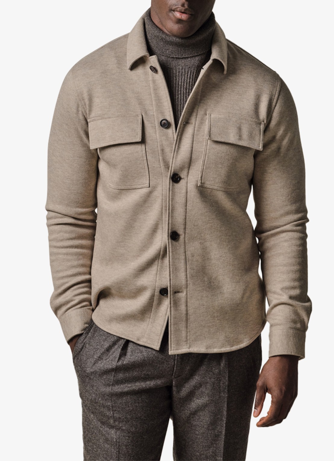 Profuomo Overshirt met borstzakken - detail 4 beige