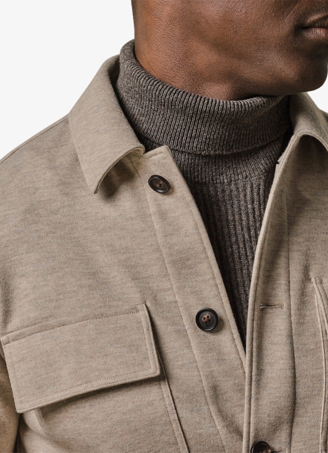 Profuomo Overshirt met borstzakken - detail 5 beige