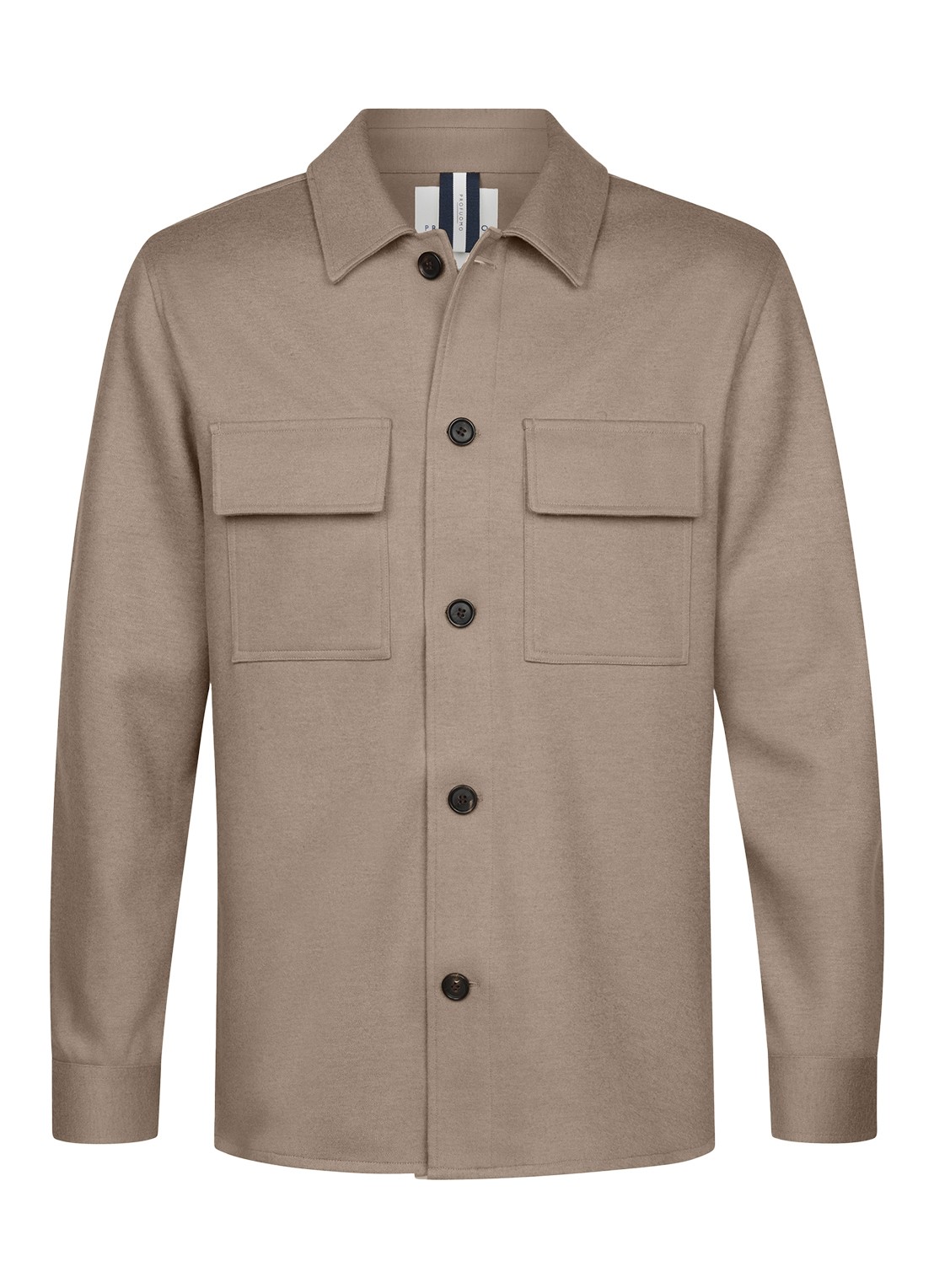 Profuomo Overshirt met borstzakken - voorkant 2 beige