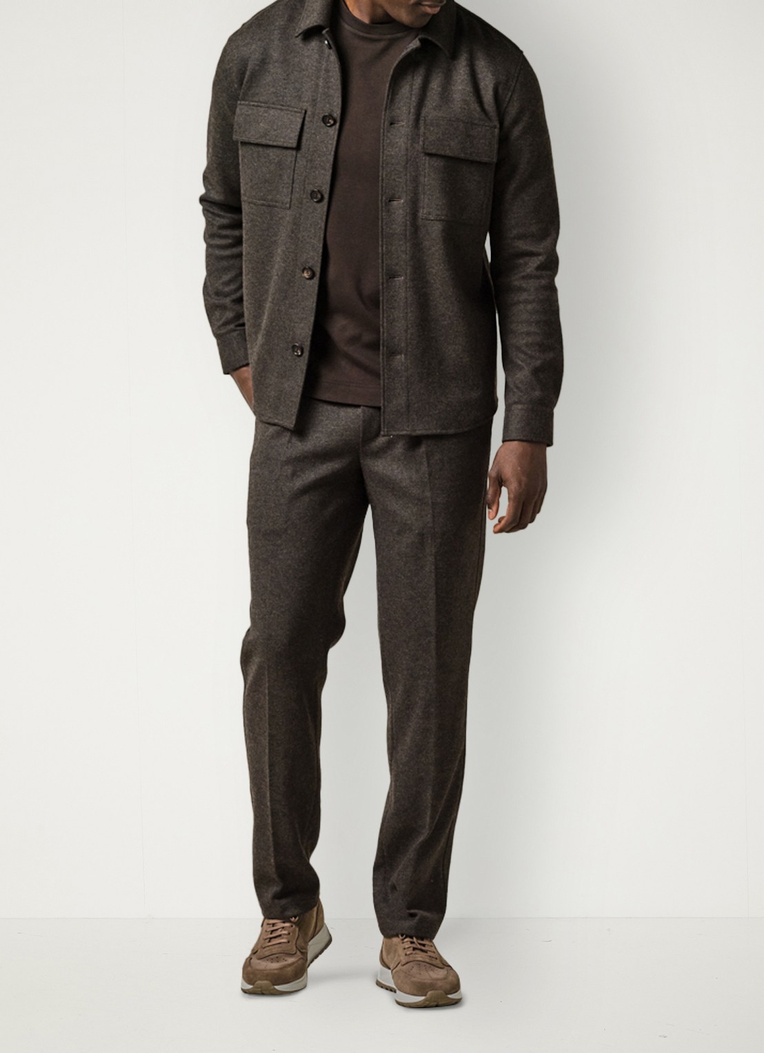 Profuomo Overshirt met borstzakken - voorkant 3 bruin