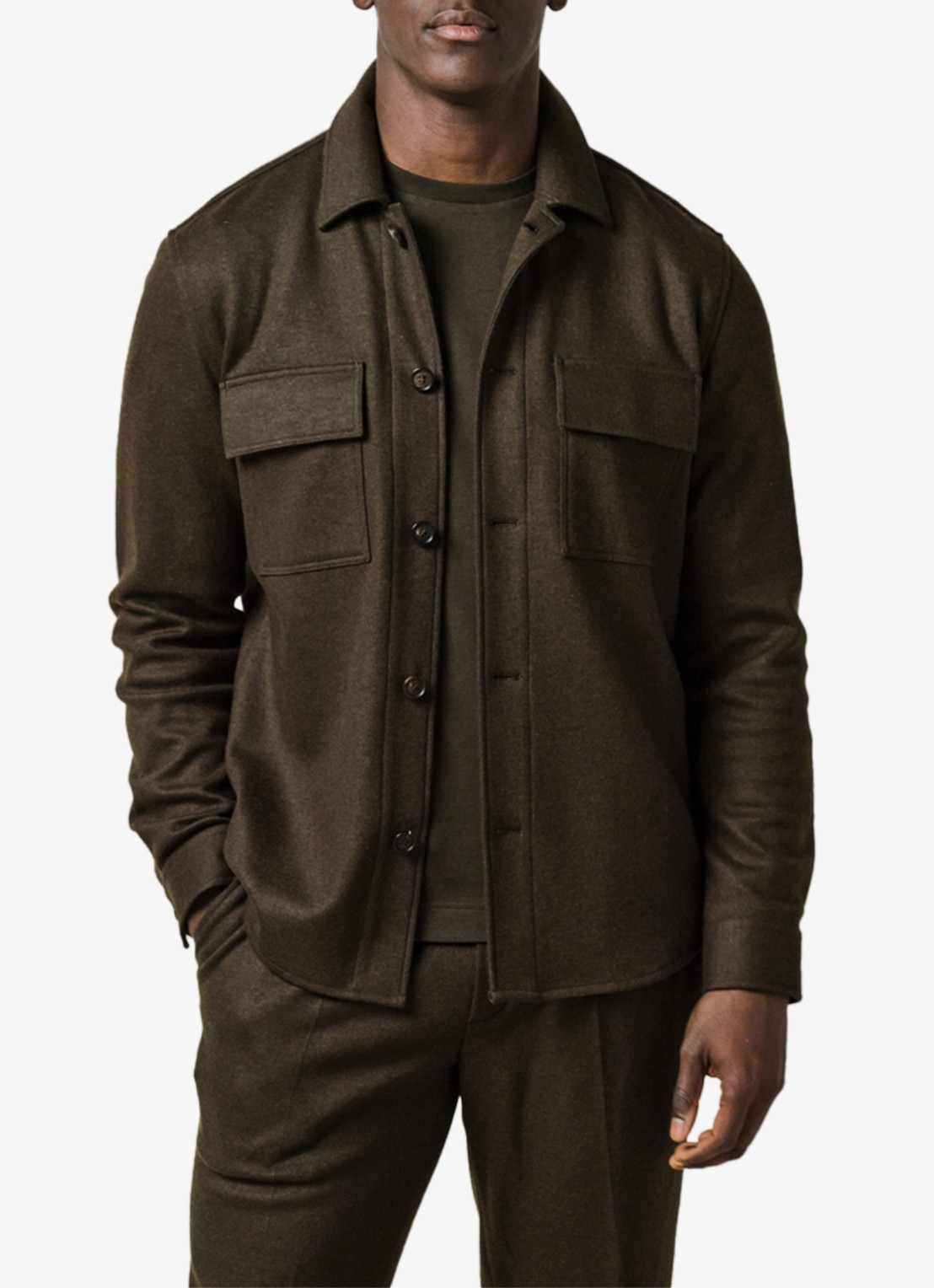 Profuomo Overshirt met borstzakken - detail 4 donkergroen