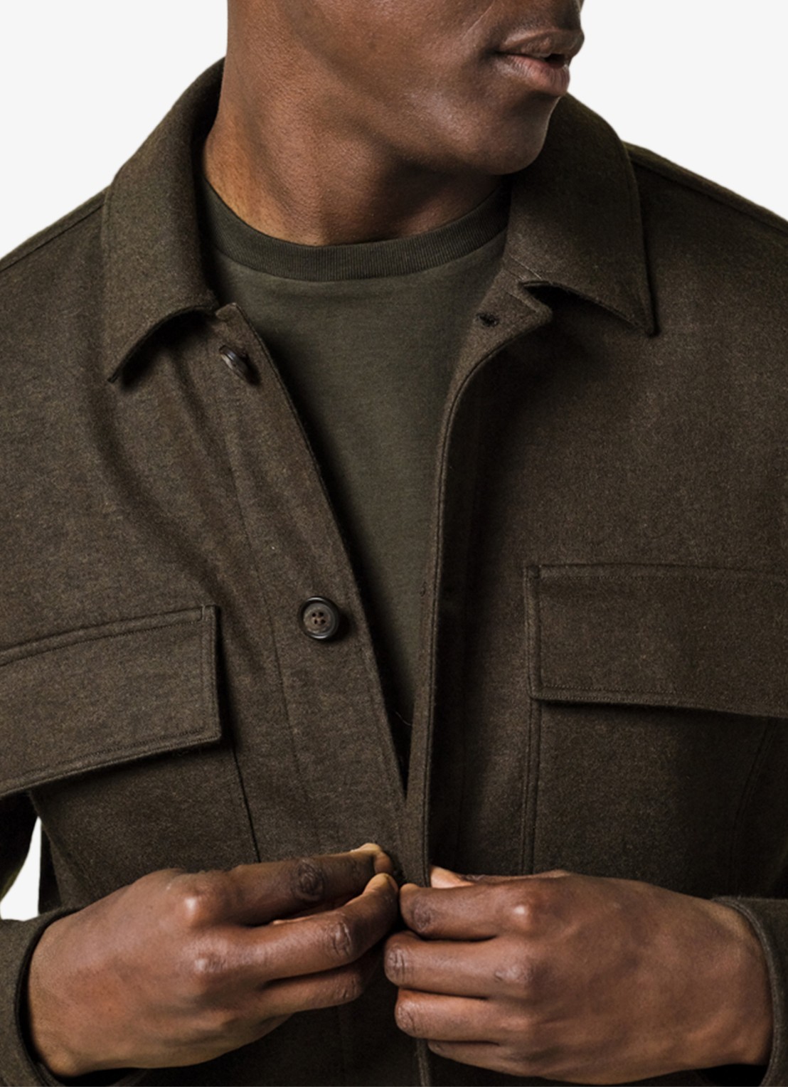 Profuomo Overshirt met borstzakken - detail 5 donkergroen