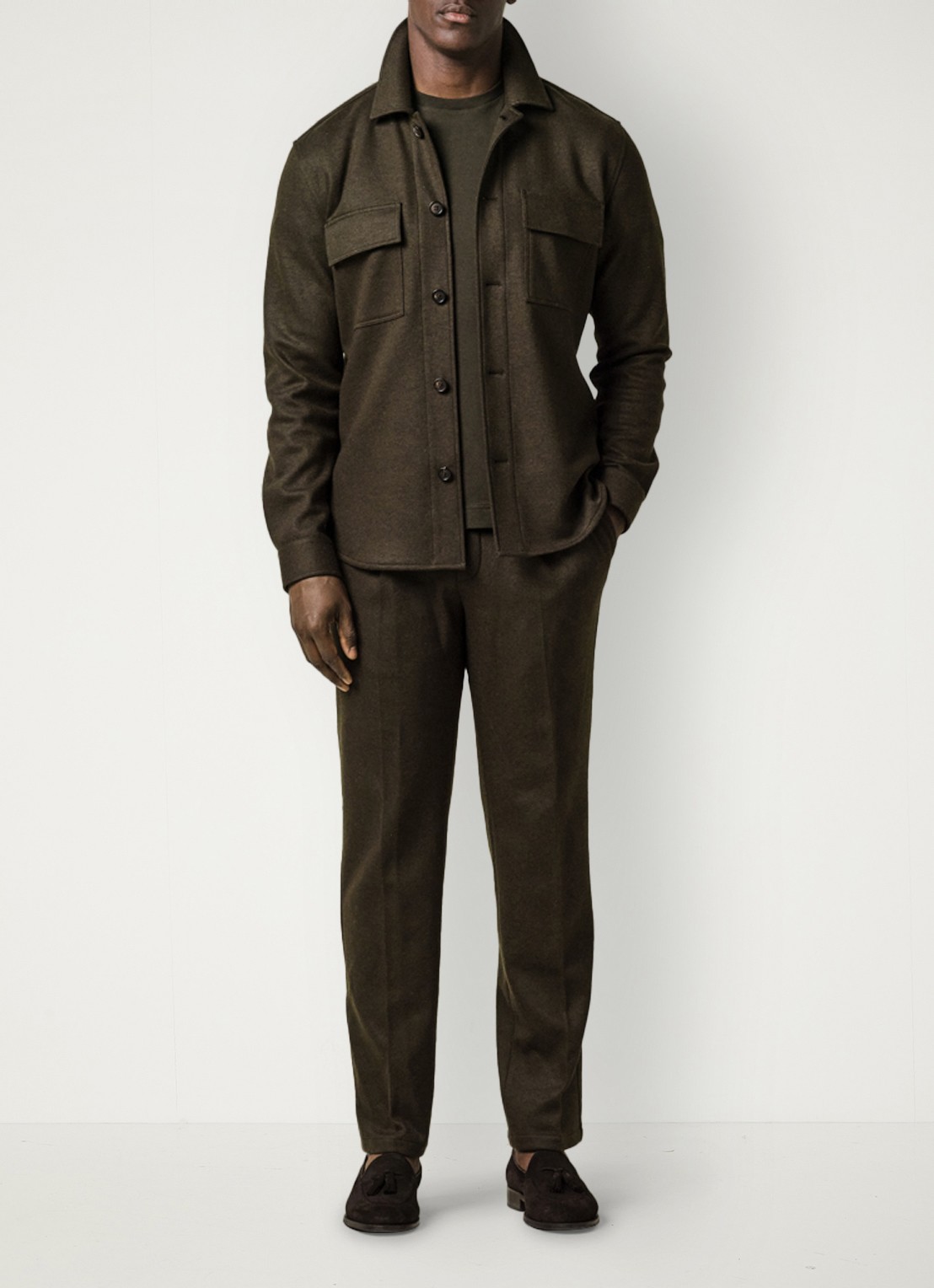 Profuomo Overshirt met borstzakken - voorkant 2 donkergroen