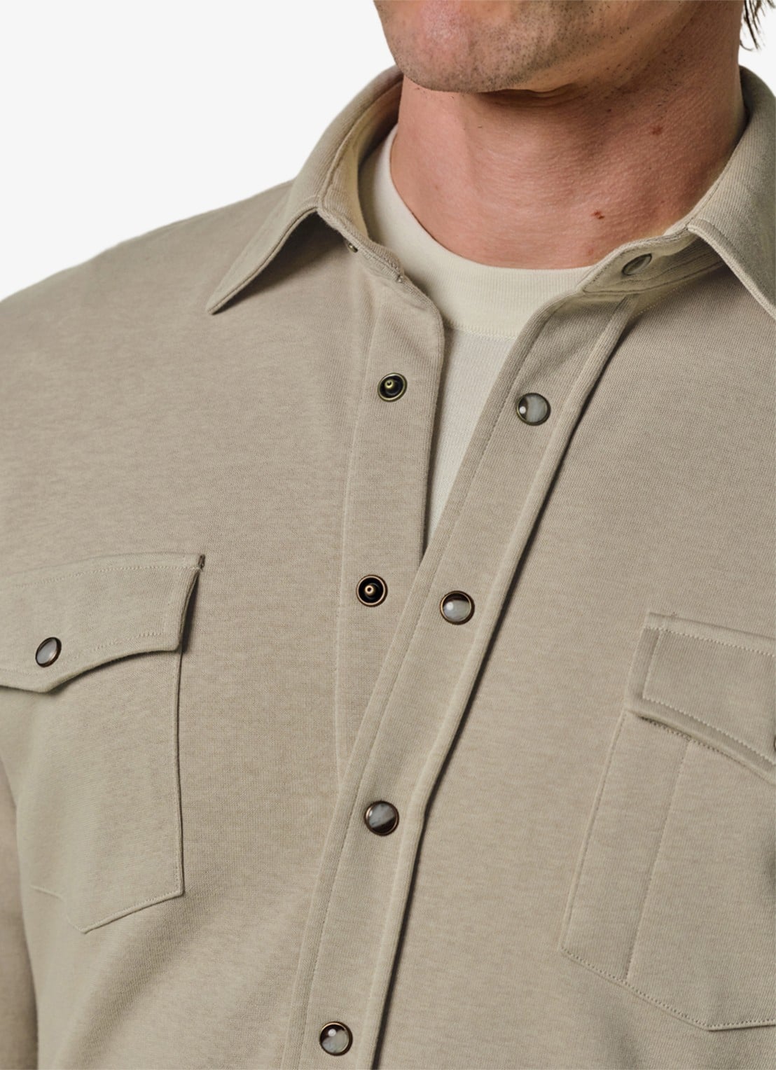 Profuomo Overshirt met borstzakken - detail 5 beige