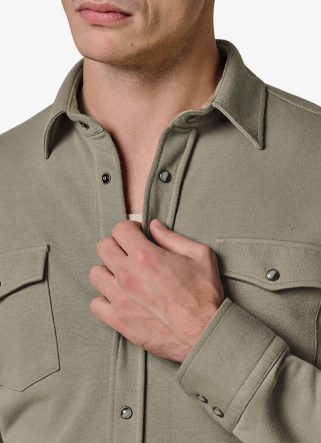 Profuomo Overshirt met borstzakken - detail 2 middengroen