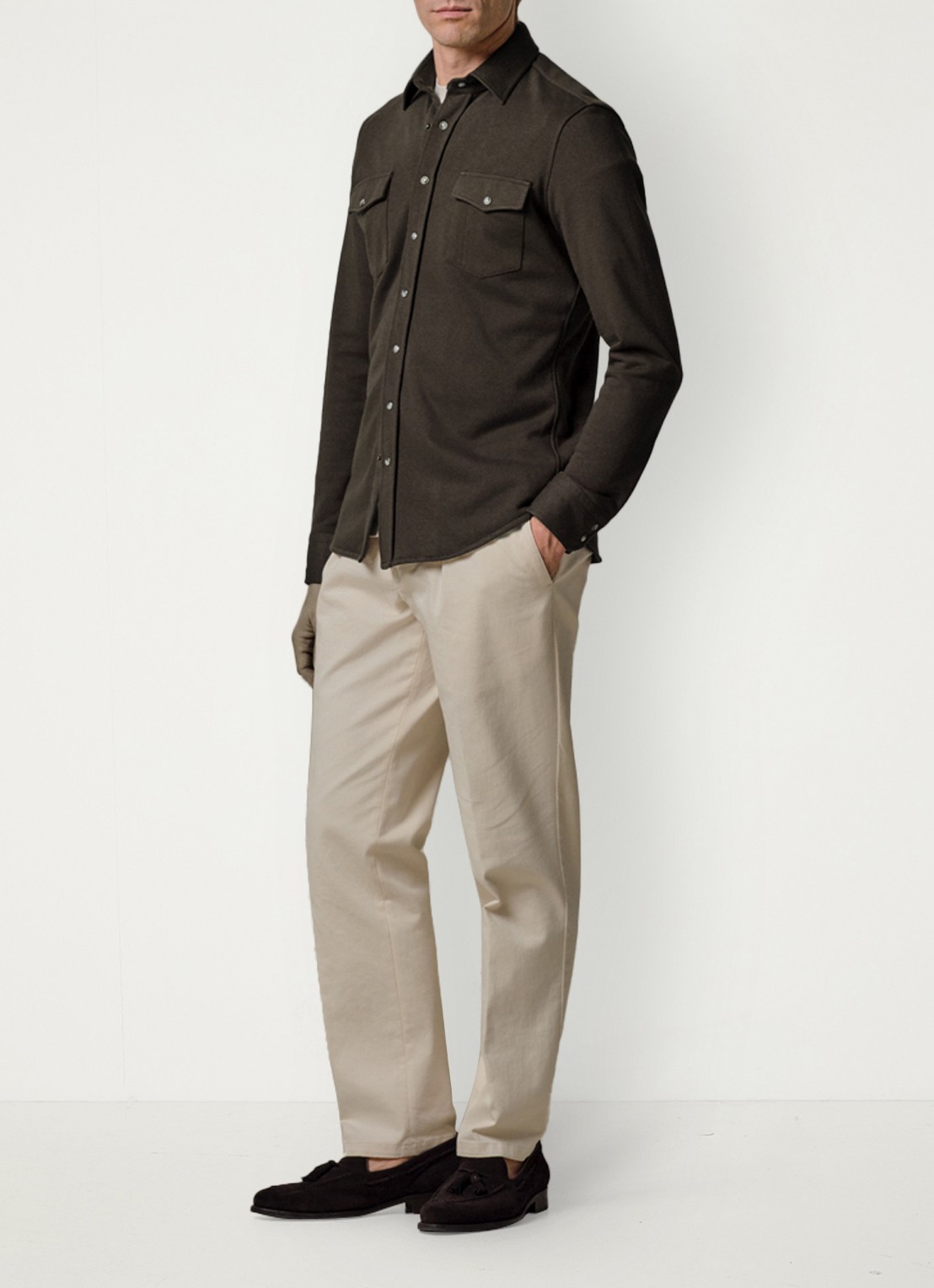 Profuomo Overshirt met borstzakken - voorkant 3 bruin