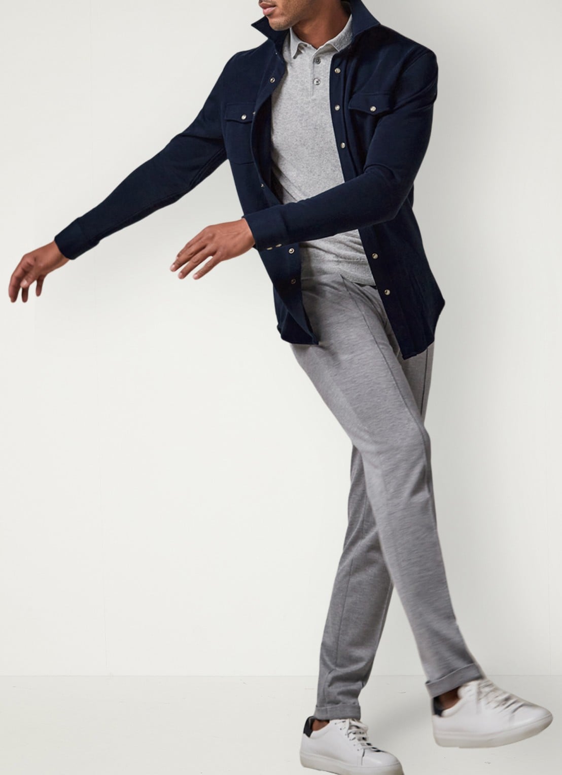 Profuomo Overshirt met borstzakken - voorkant 5 blauw