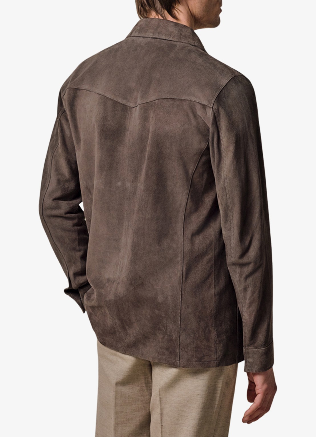 Profuomo Overshirt van suède - achterkant taupe