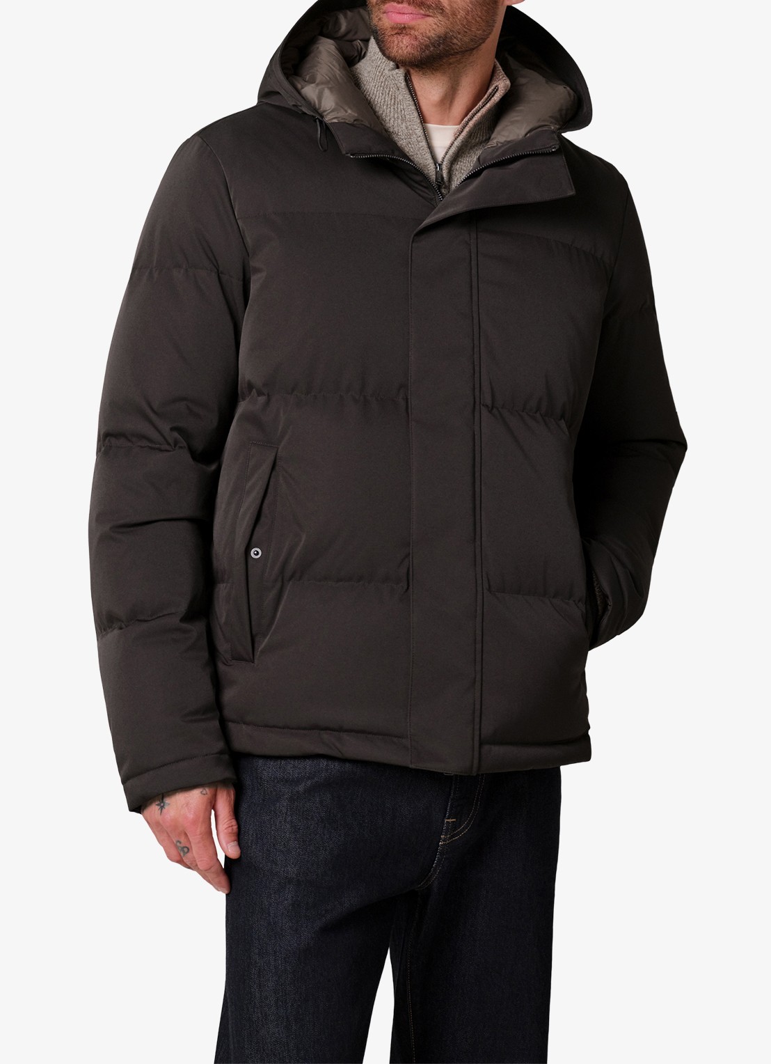 Profuomo Parka met capuchon - detail donkerbruin