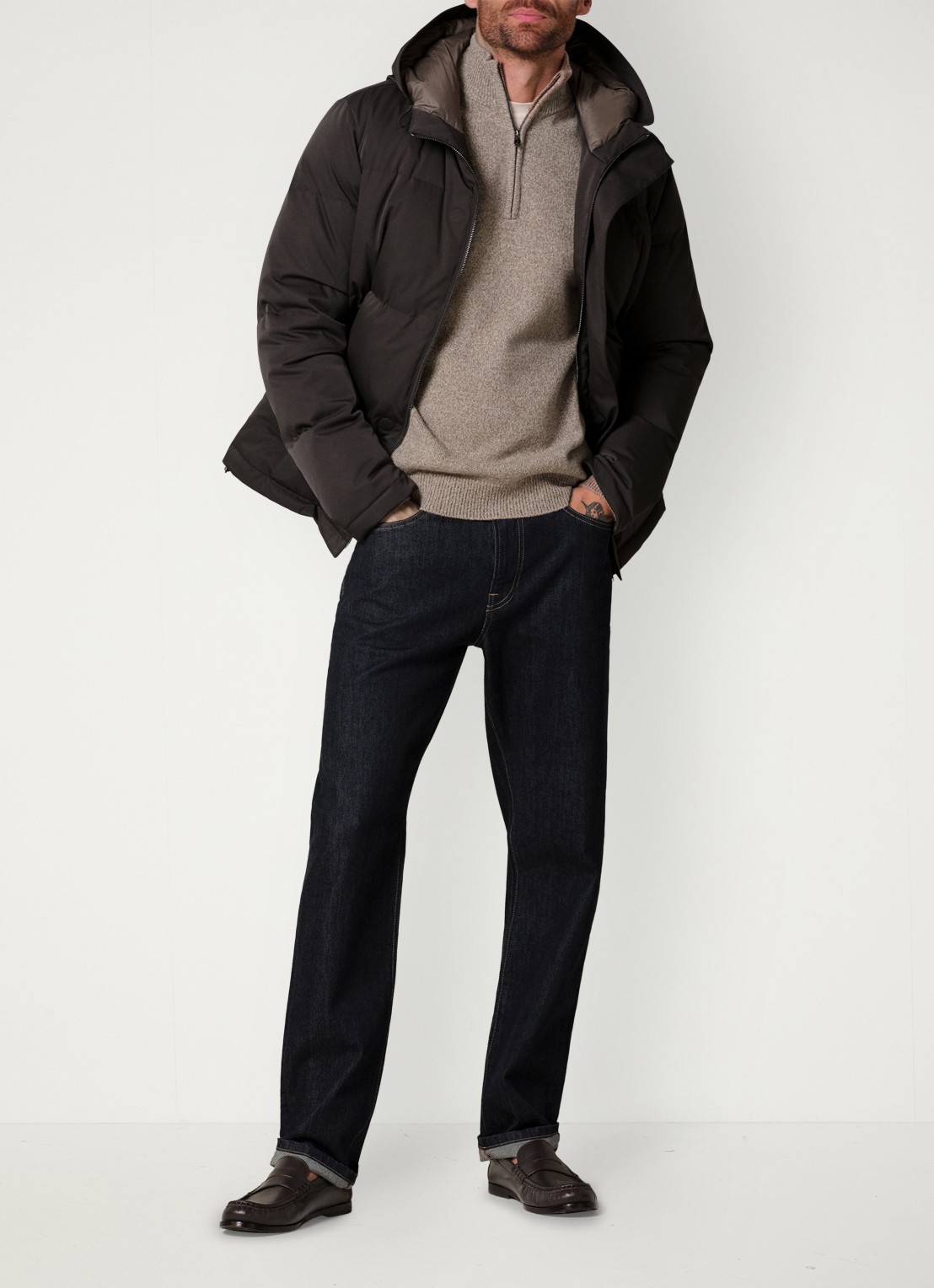 Profuomo Parka met capuchon - voorkant 6 donkerbruin